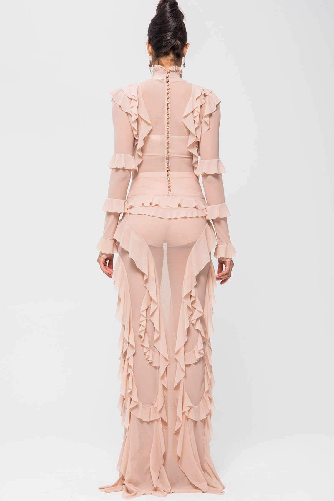 sheer ruffle maxi dress