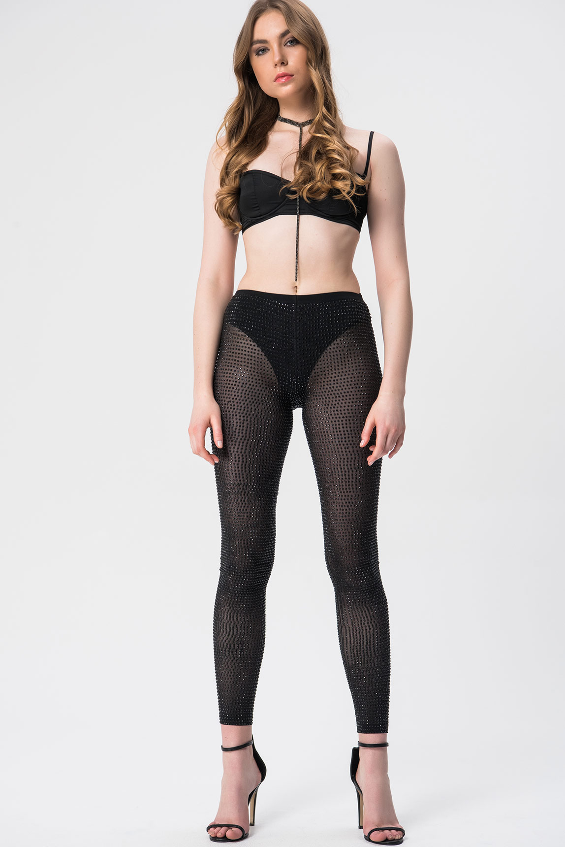 Transparent Leggings Sheer Mesh Black Embroidery Sequins Small For Sale at  1stDibs