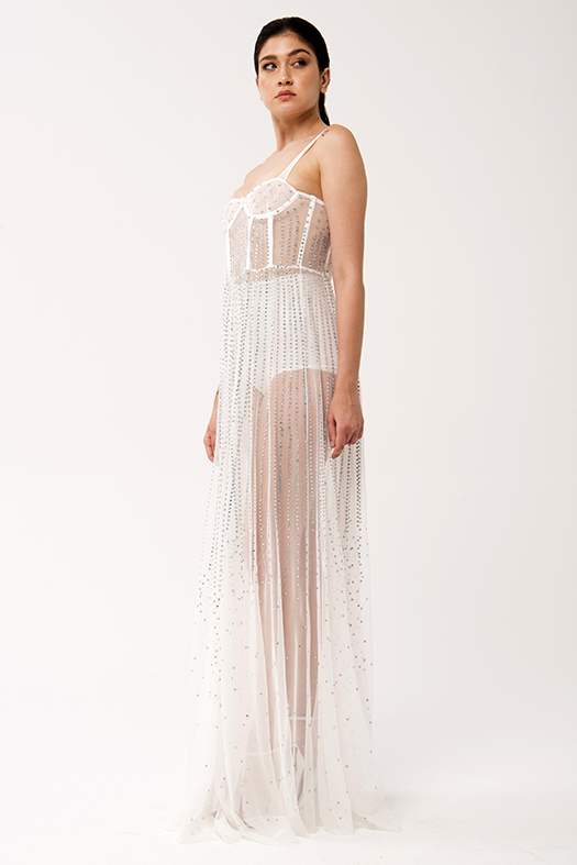 sheer pleated dress