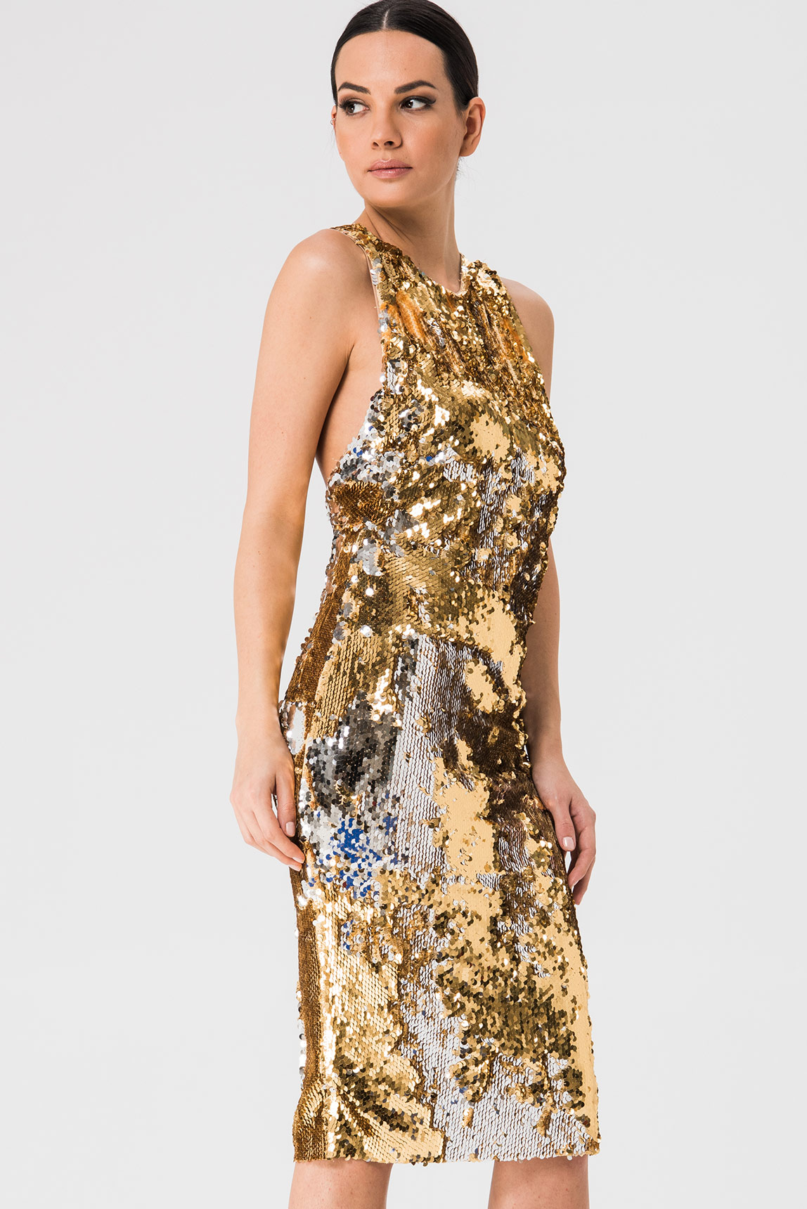 Racerback Gold Sequin Dress | Kikiriki