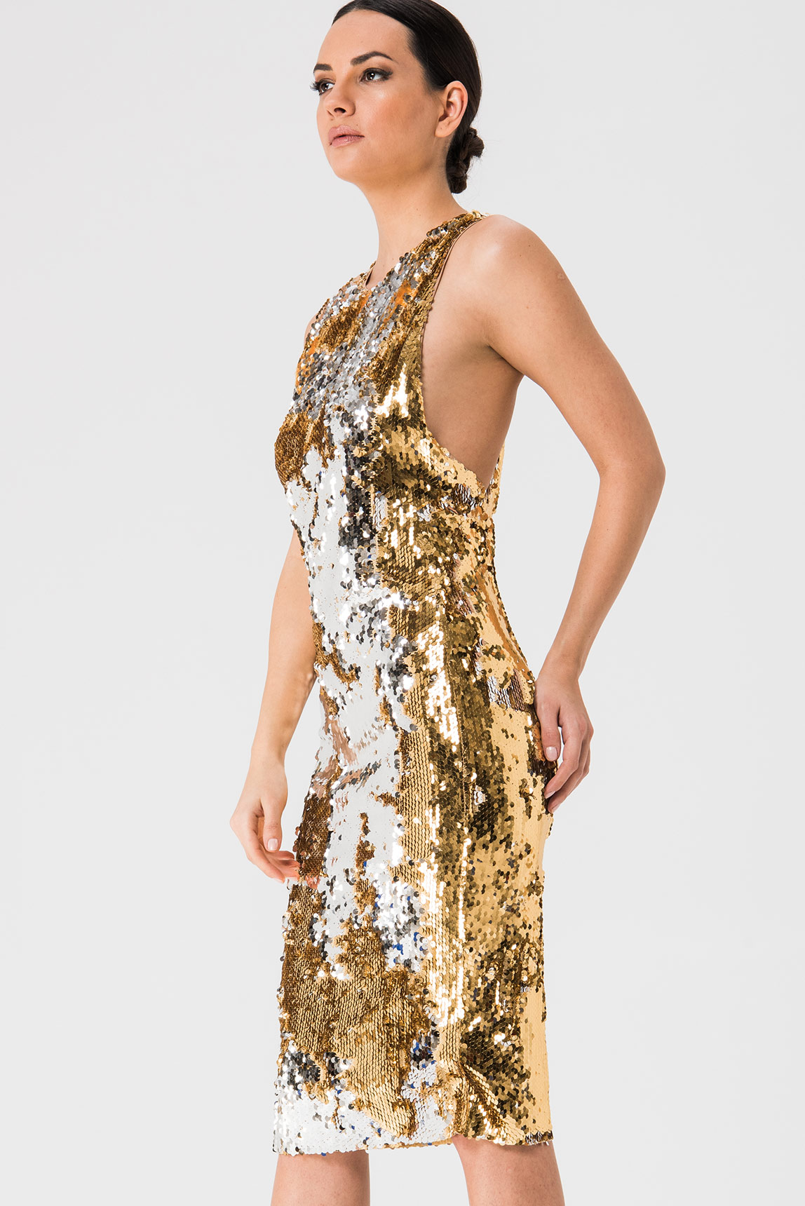 Racerback Gold Sequin Dress | Kikiriki
