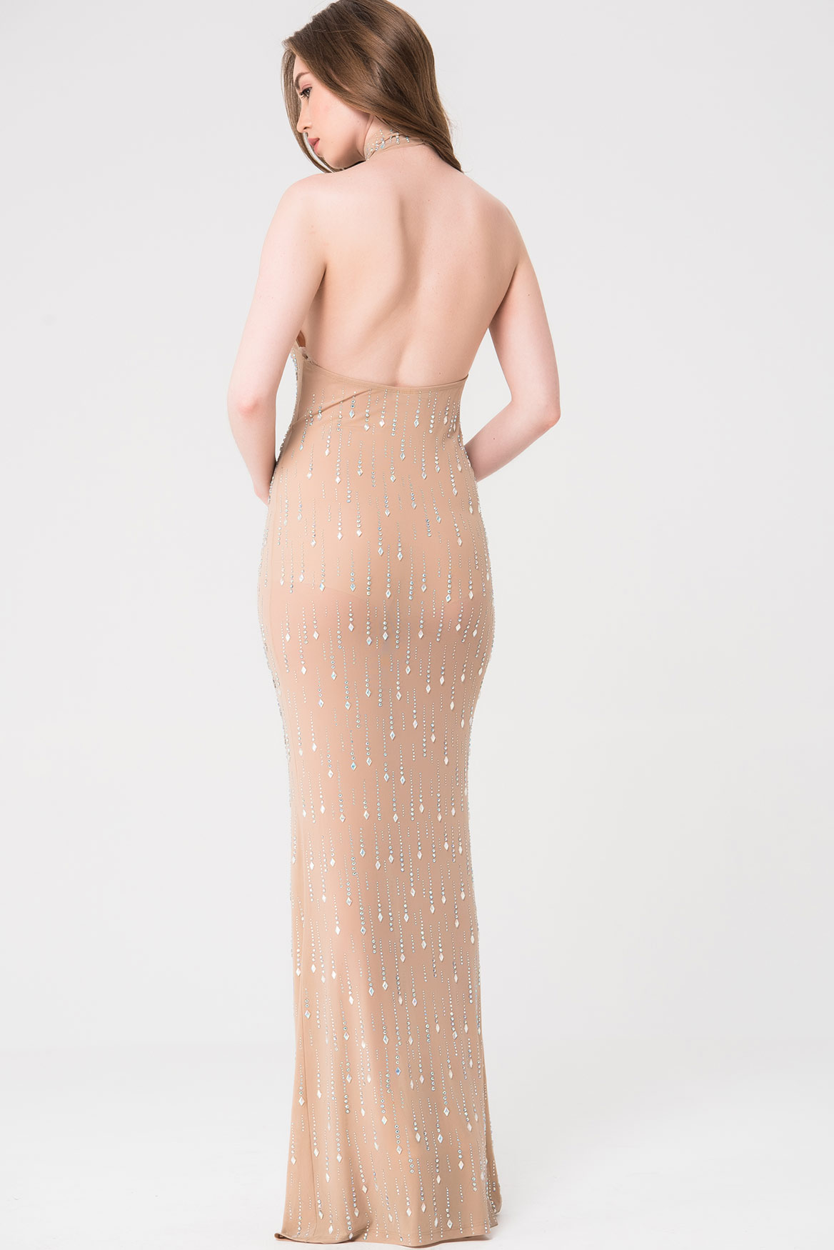 sheer backless dress