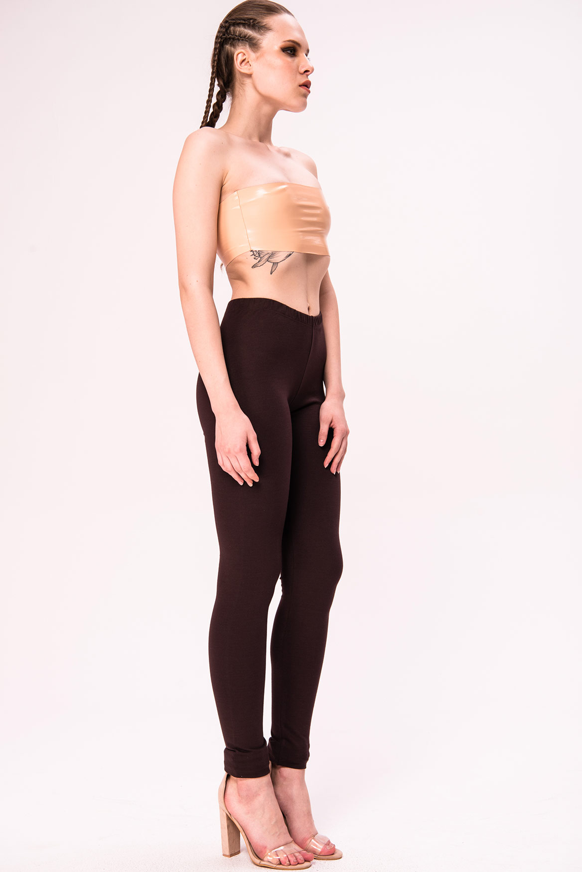 High Waist Brown Viscose Leggings