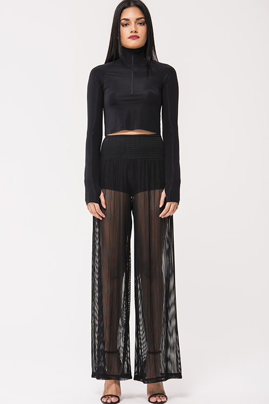black sheer pants
