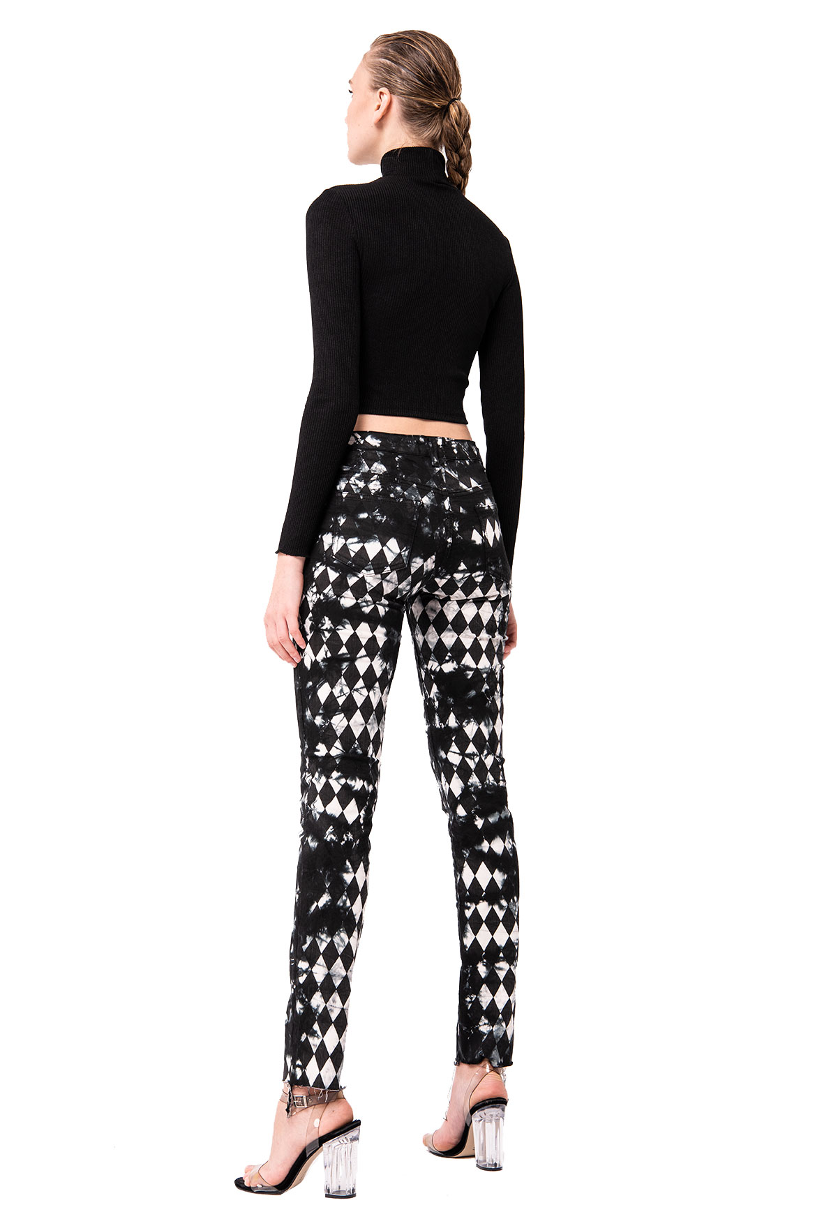 black and white checkered skinny jeans