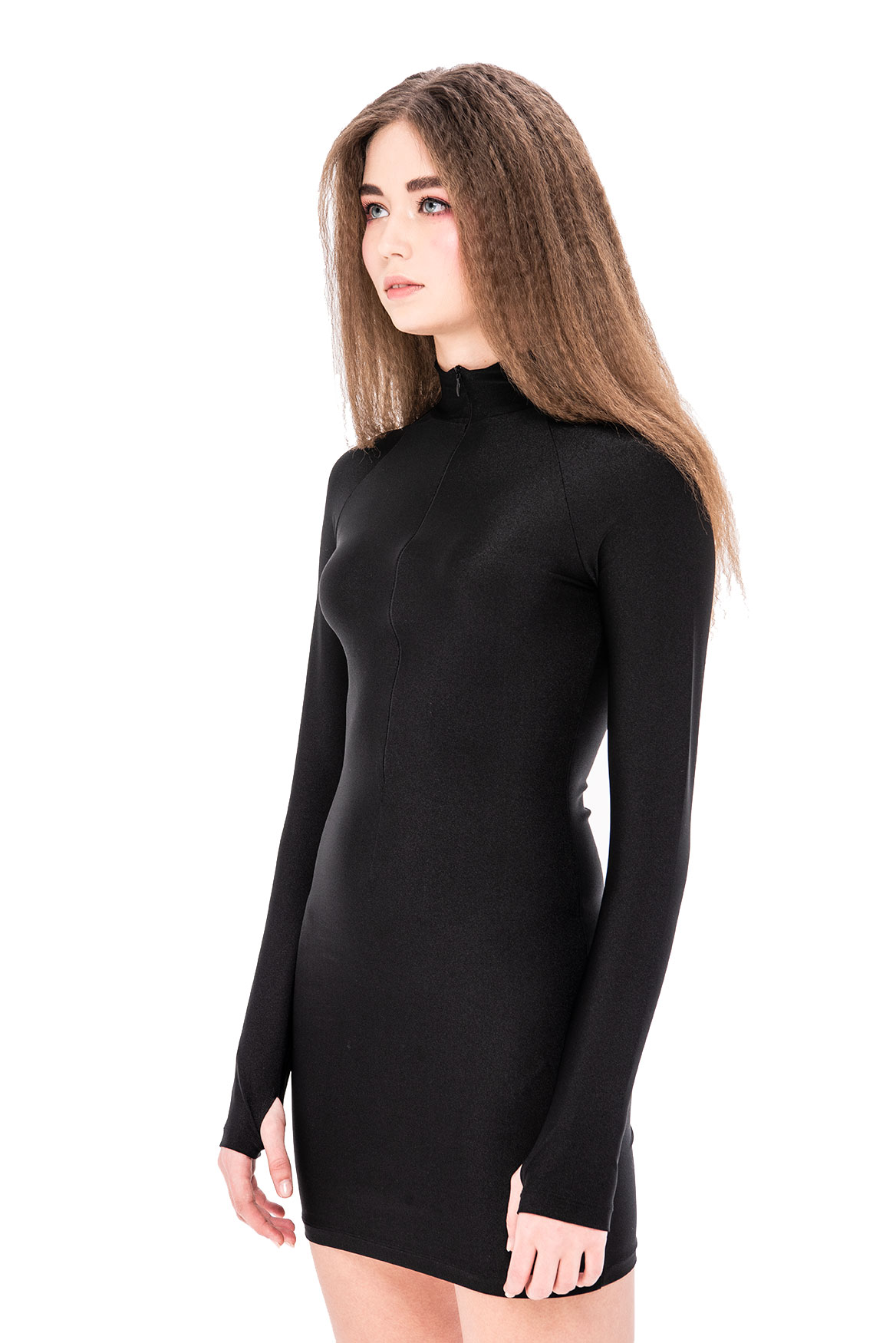 black turtleneck mini dress