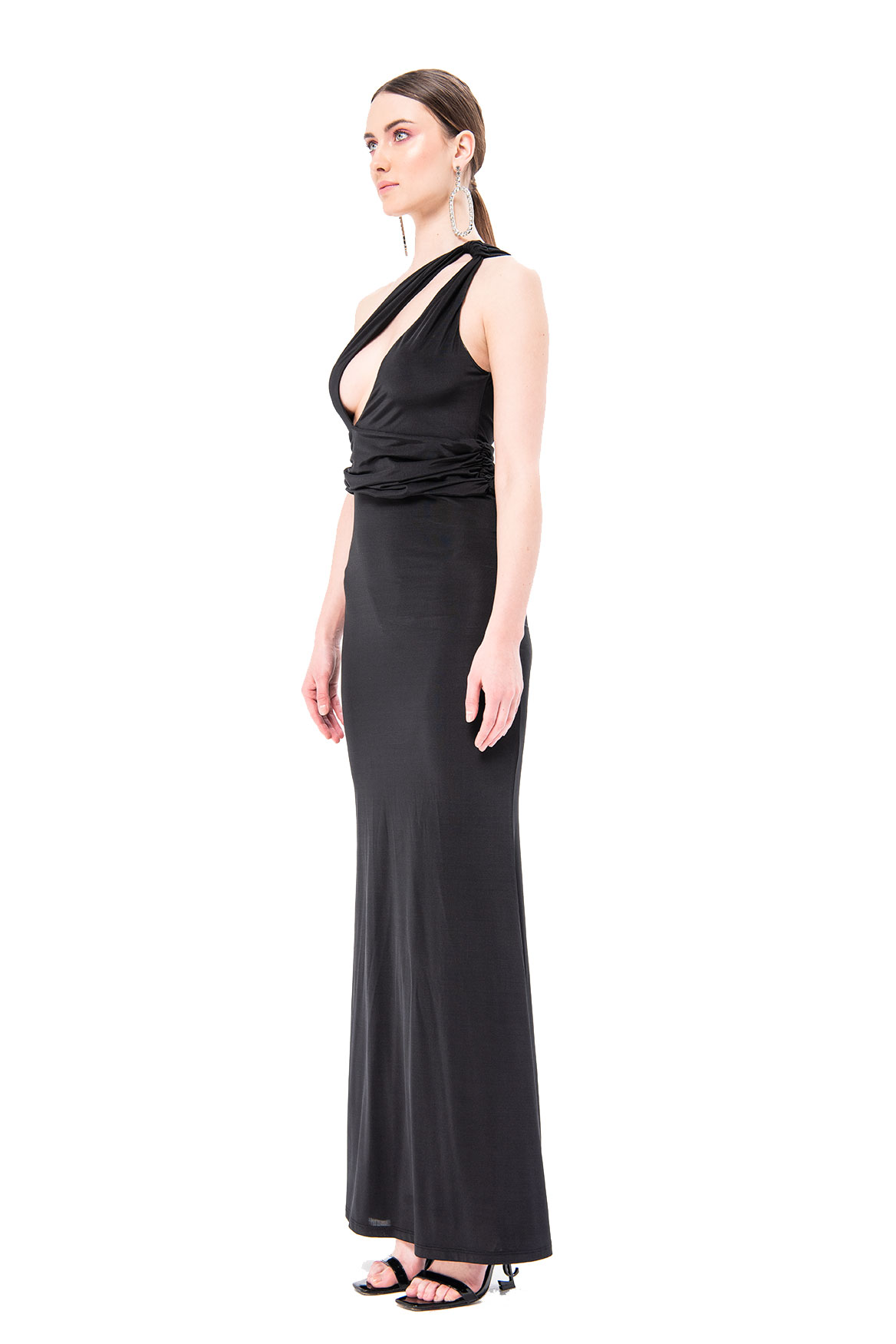 Deep cleavage maxi dress hotsell