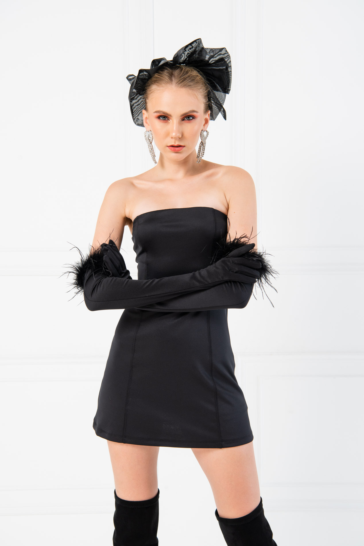 Black Off The Shoulder Mini Dress With ...