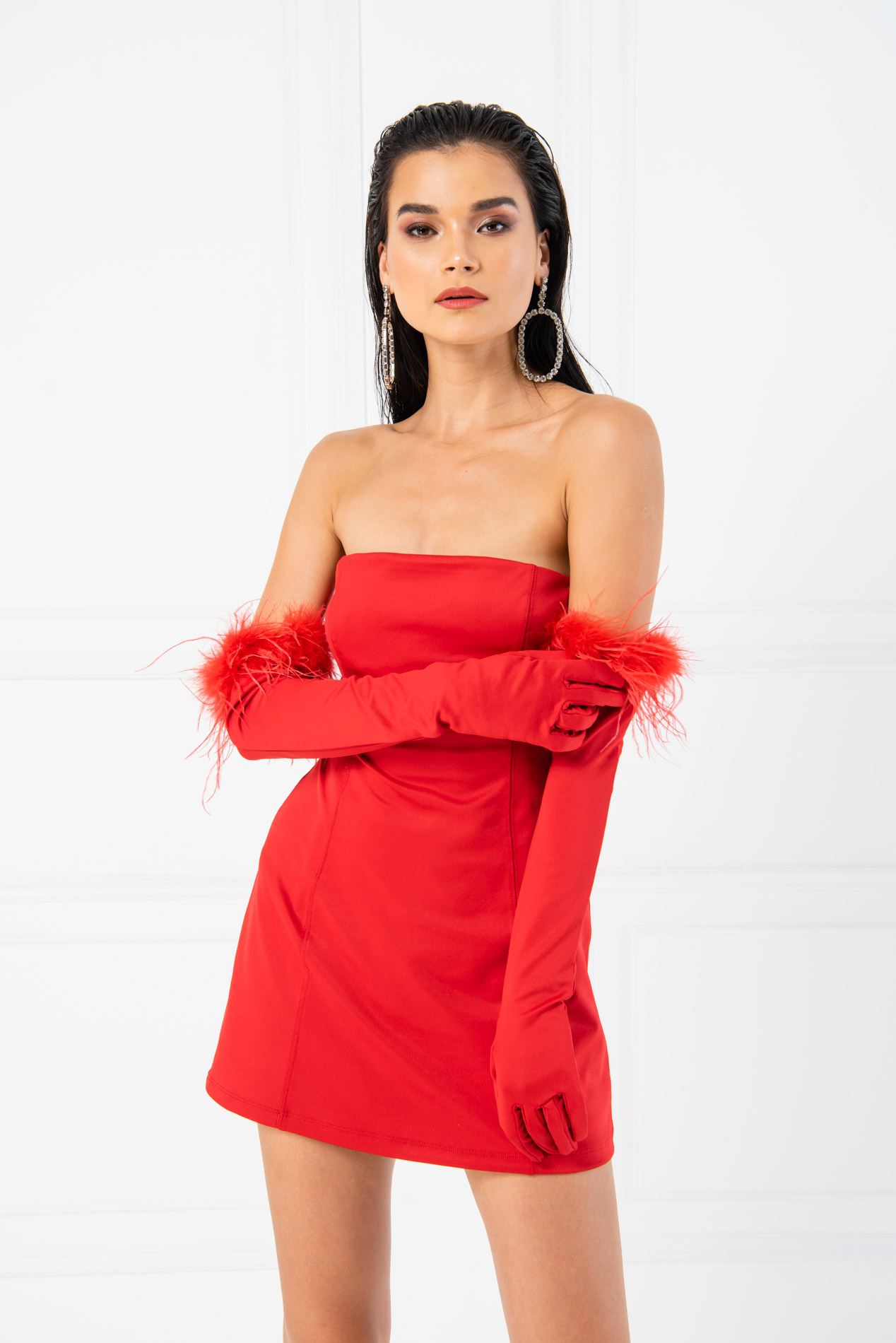 Red Off The Shoulder Mini Dress With ...