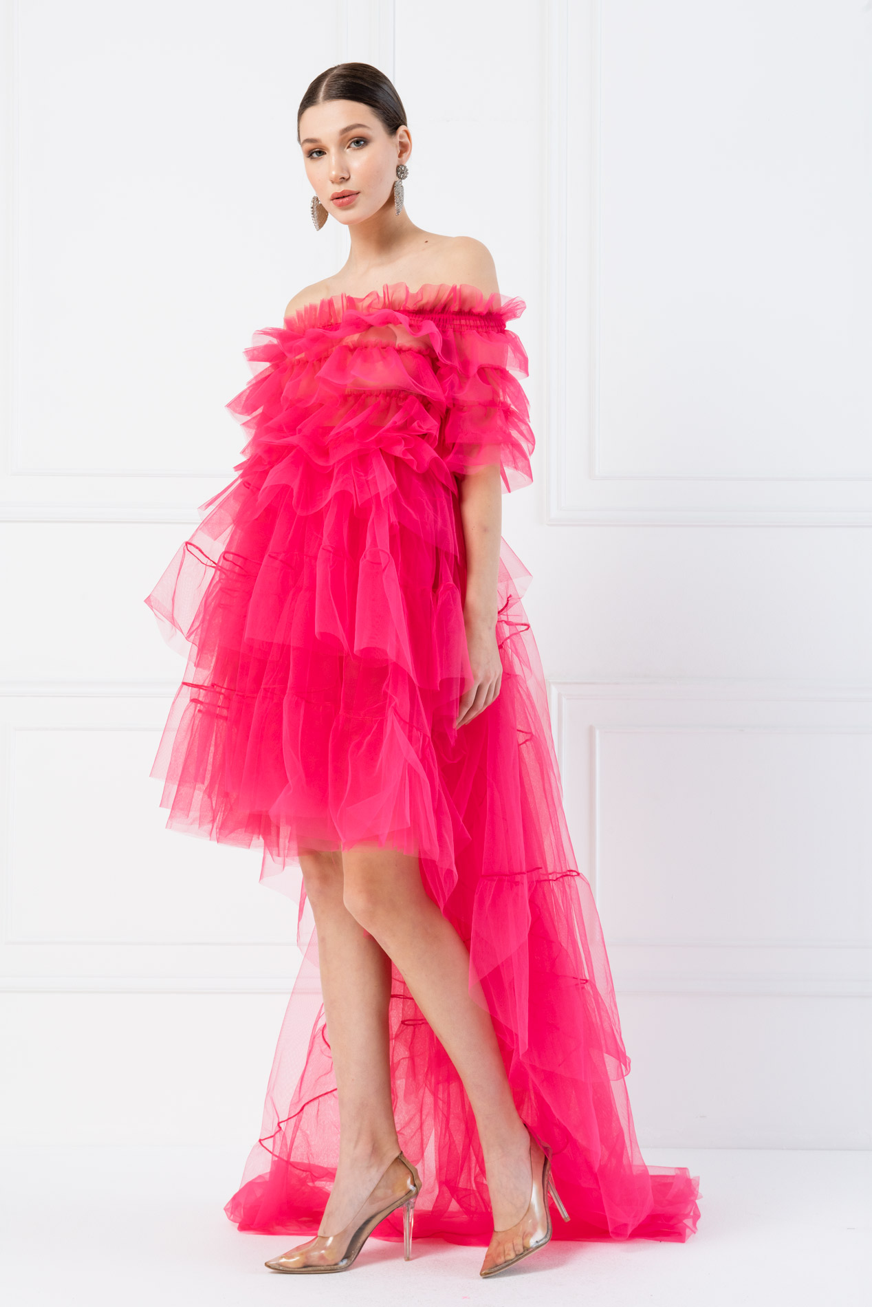 fuchsia ruffle dress