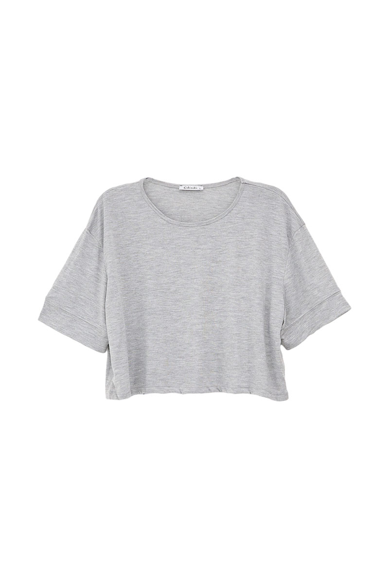 Gray Melanj Crop T-Shirt