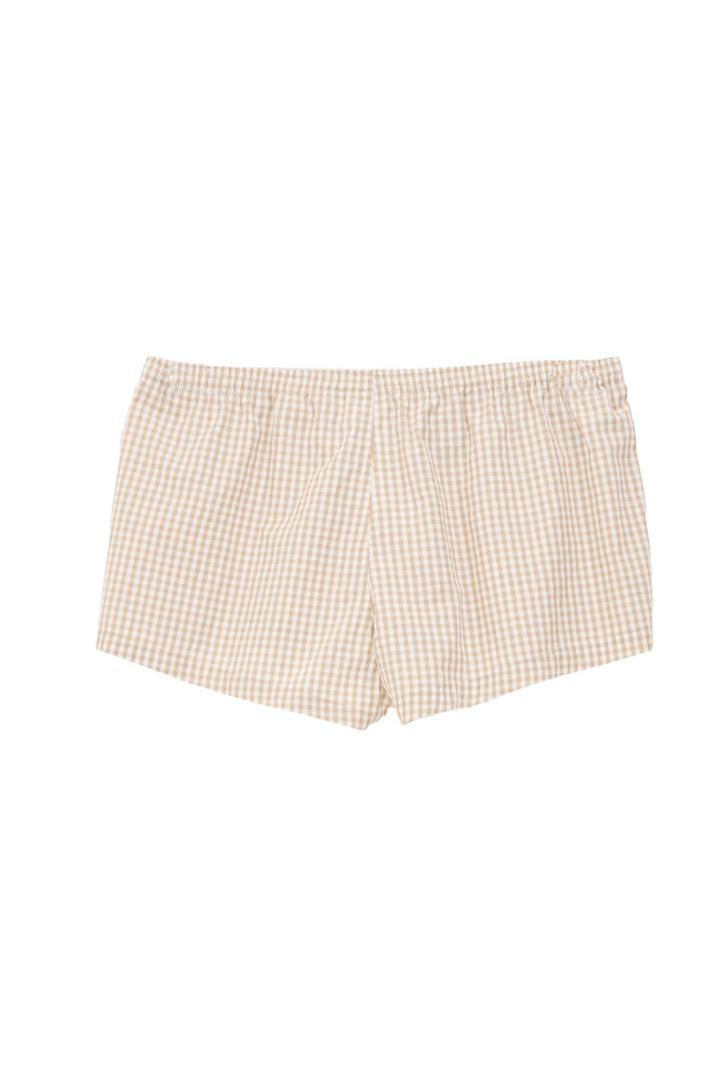 CARAMEL & OFFWHITE Beli Lastikli Çizgili Mini Şort