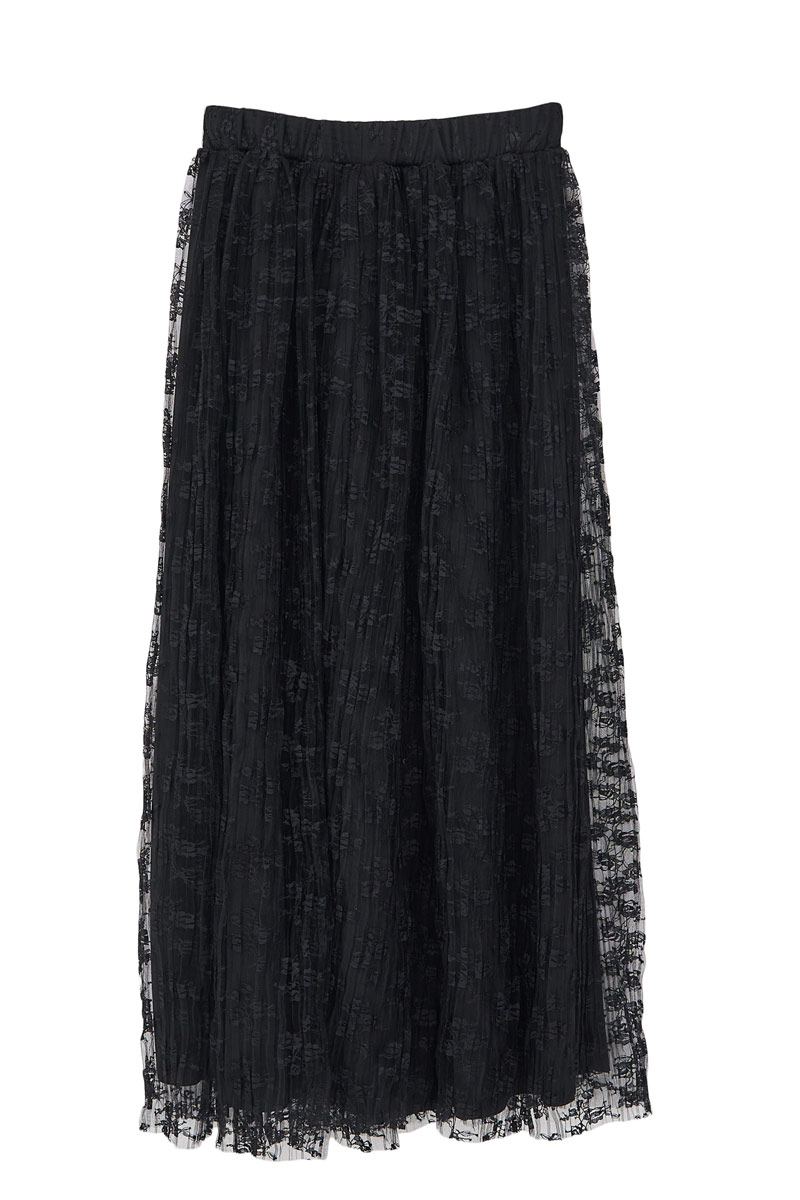 Siyah Astarlı Uzun Dantel Etek