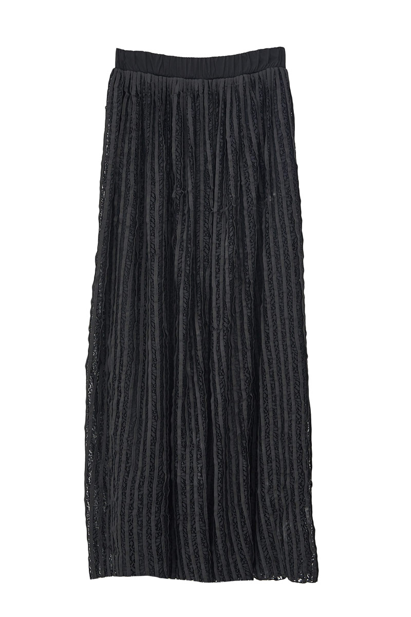 Siyah Astarlı Uzun Dantel Etek