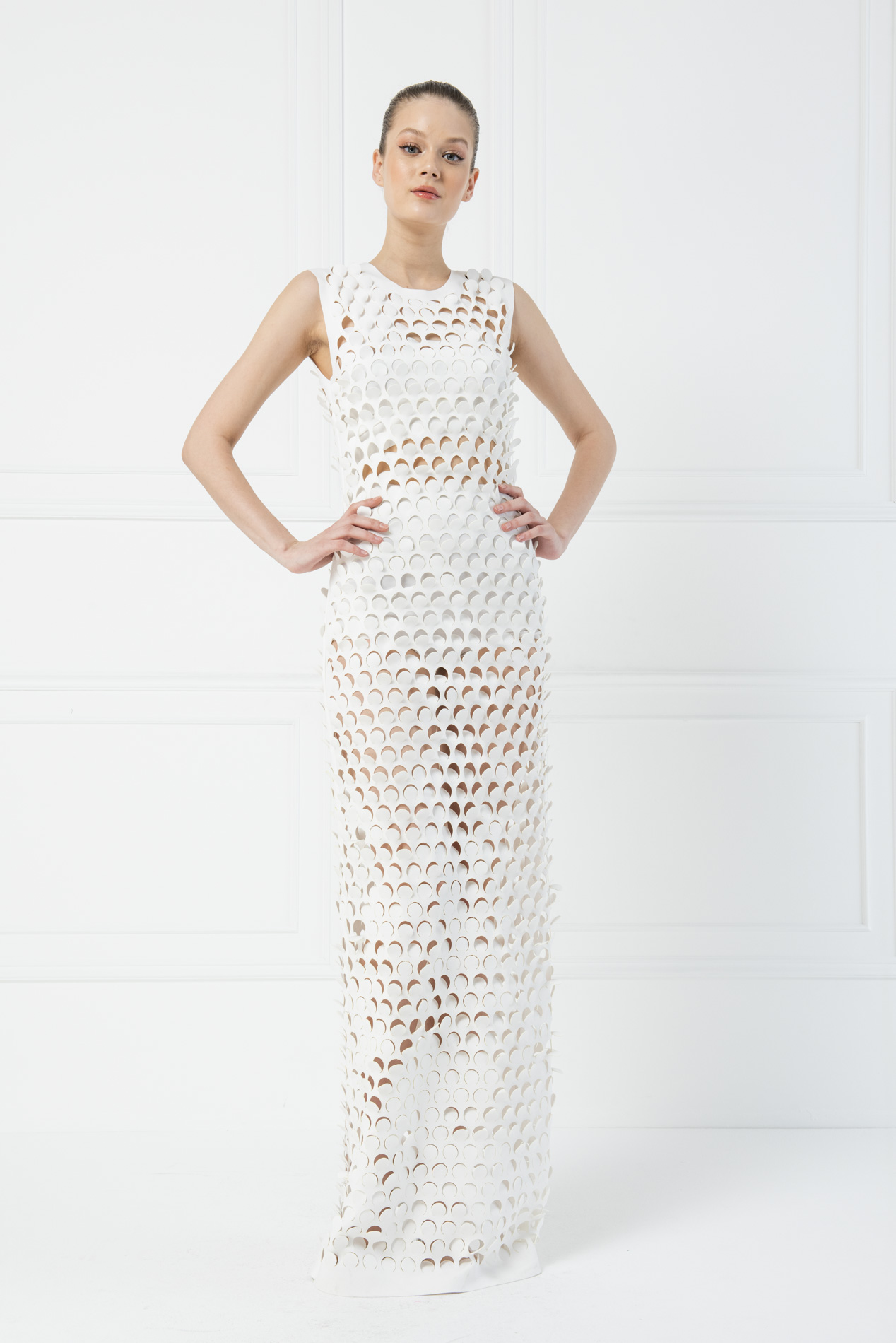white cut out maxi dress