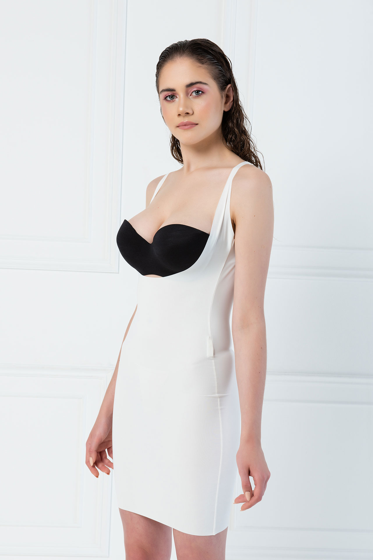 White Open-Bust Slip Shapewear Mini Dress