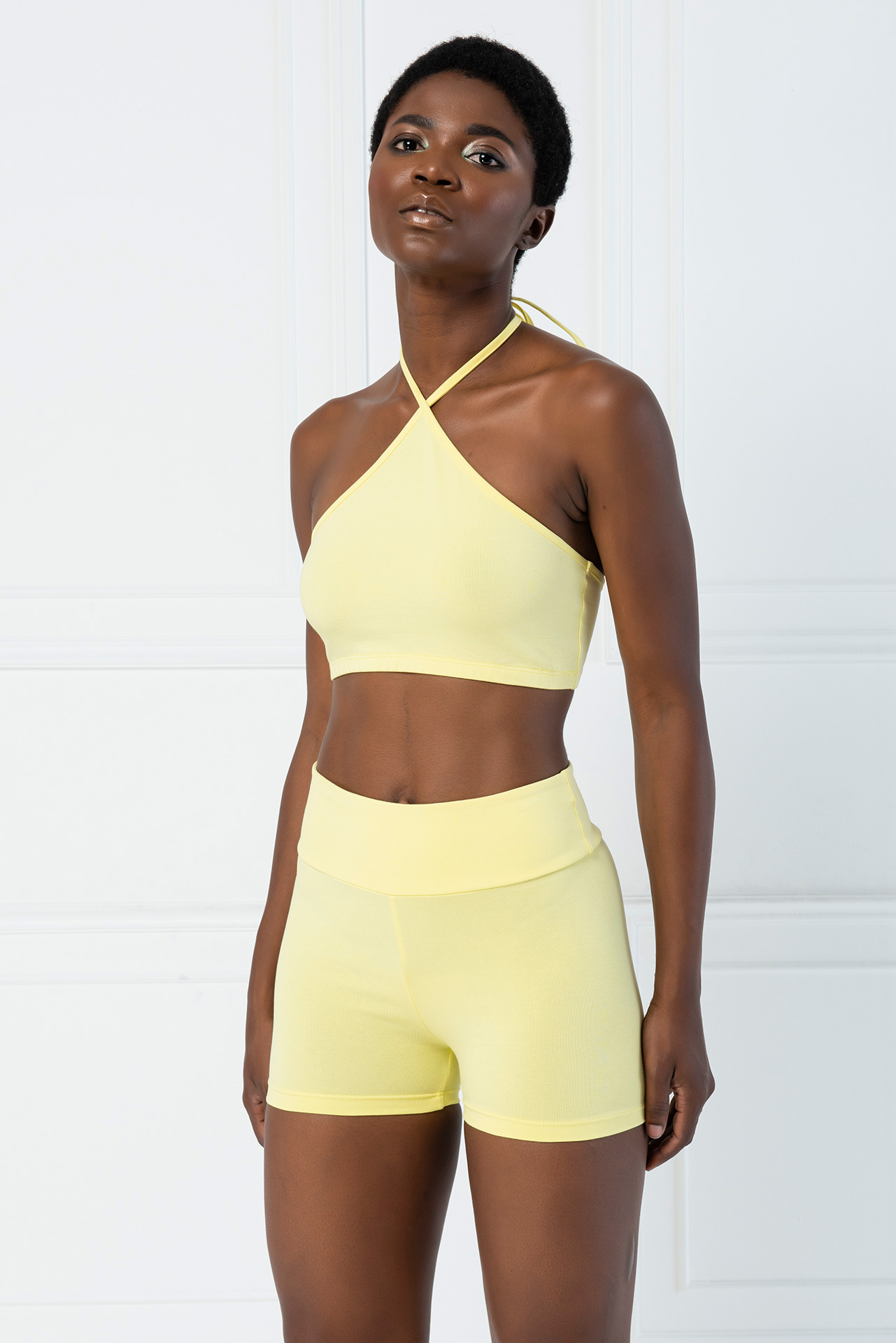 Yellow Halter Crop Top