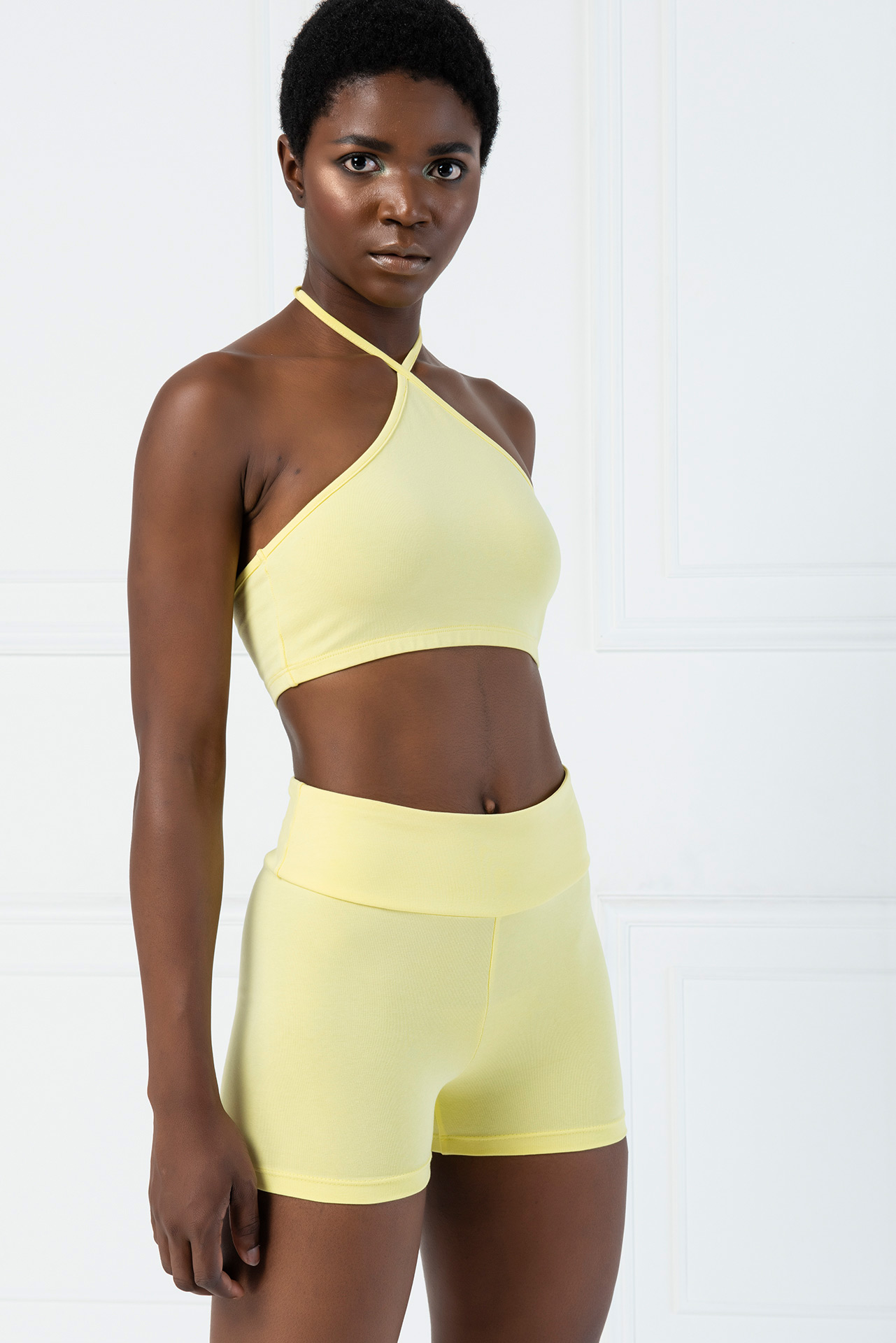 Yellow Halter Crop Top