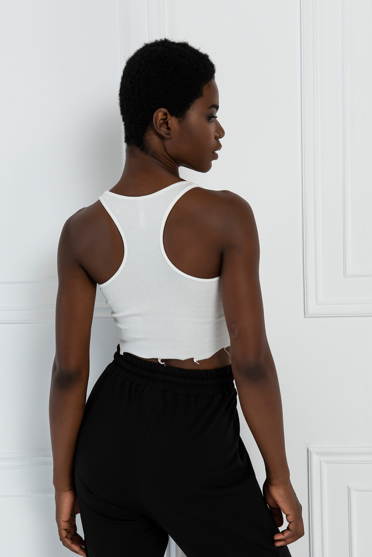 Graphic Offwhite Cropped Tank Top