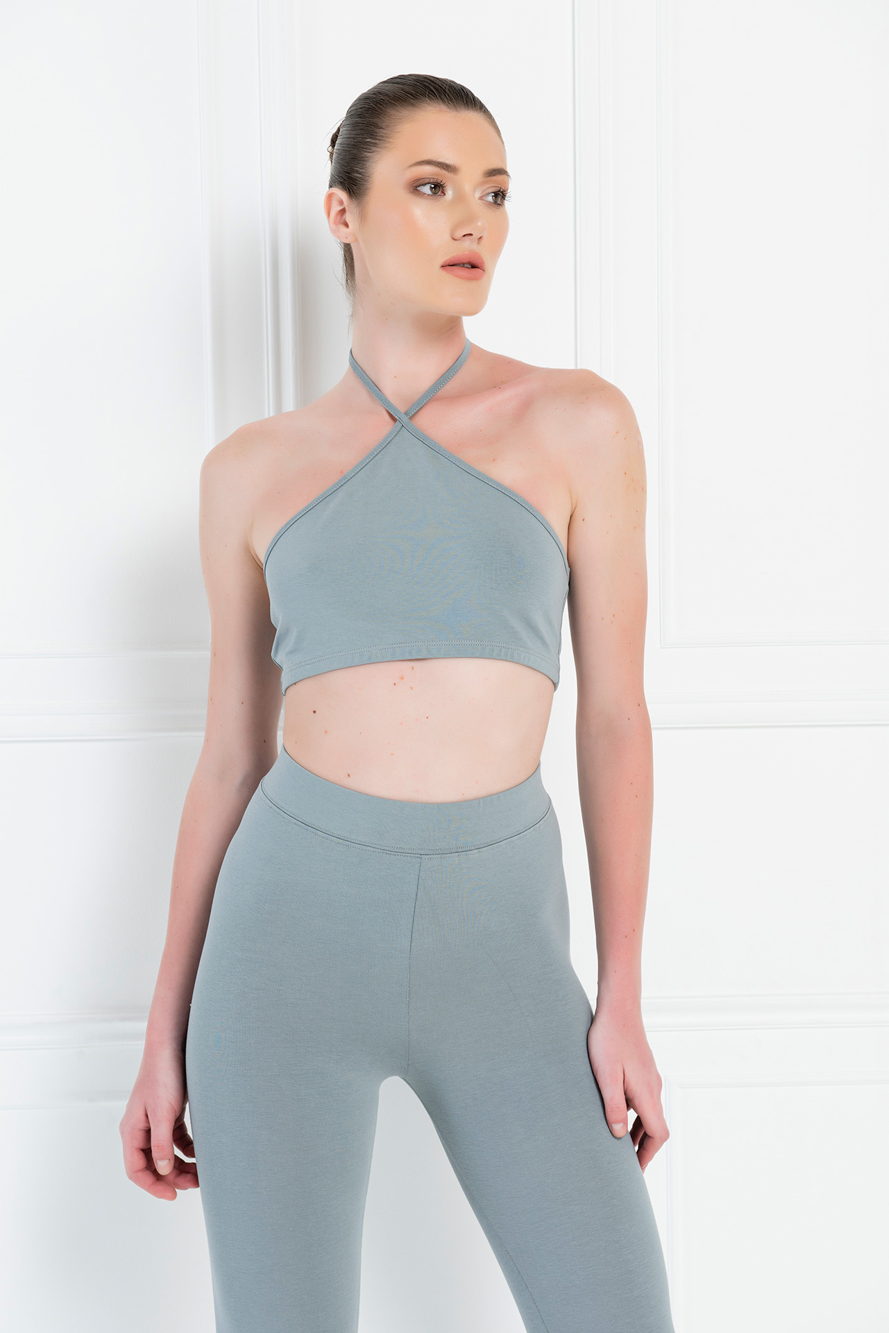 Gray Halter Crop Top