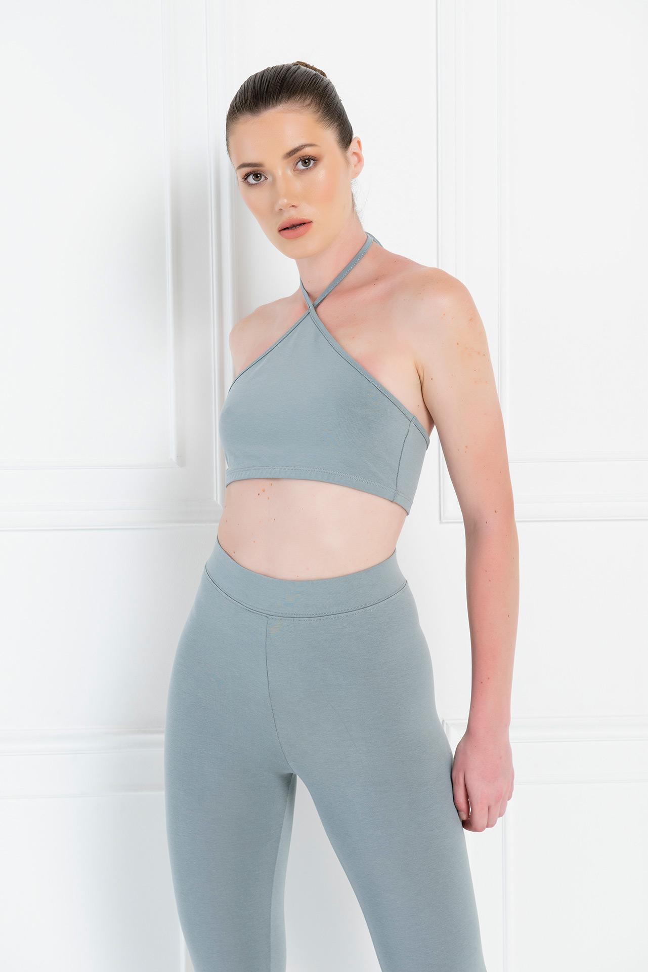 Gray Halter Crop Top