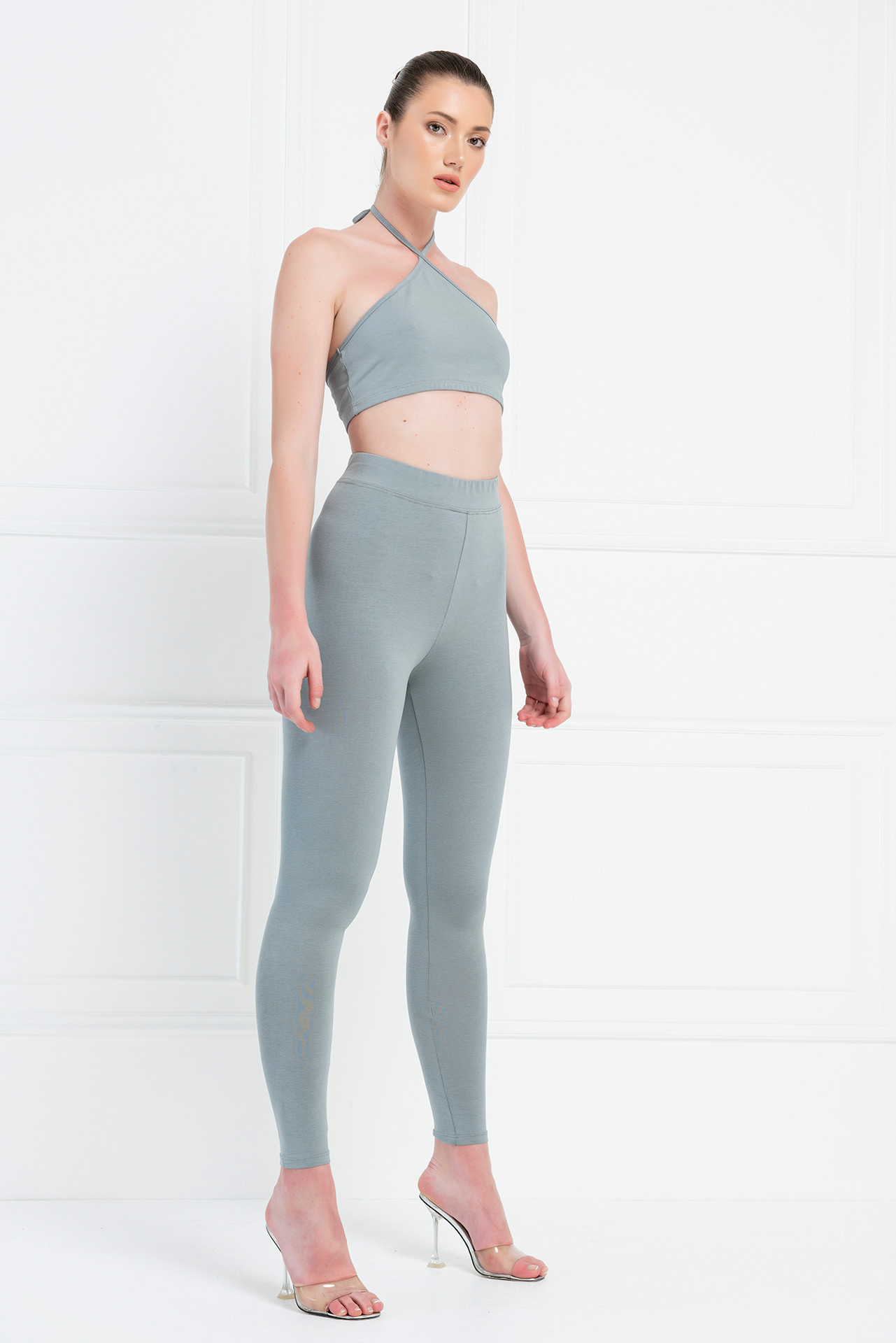 Gray Halter Crop Top
