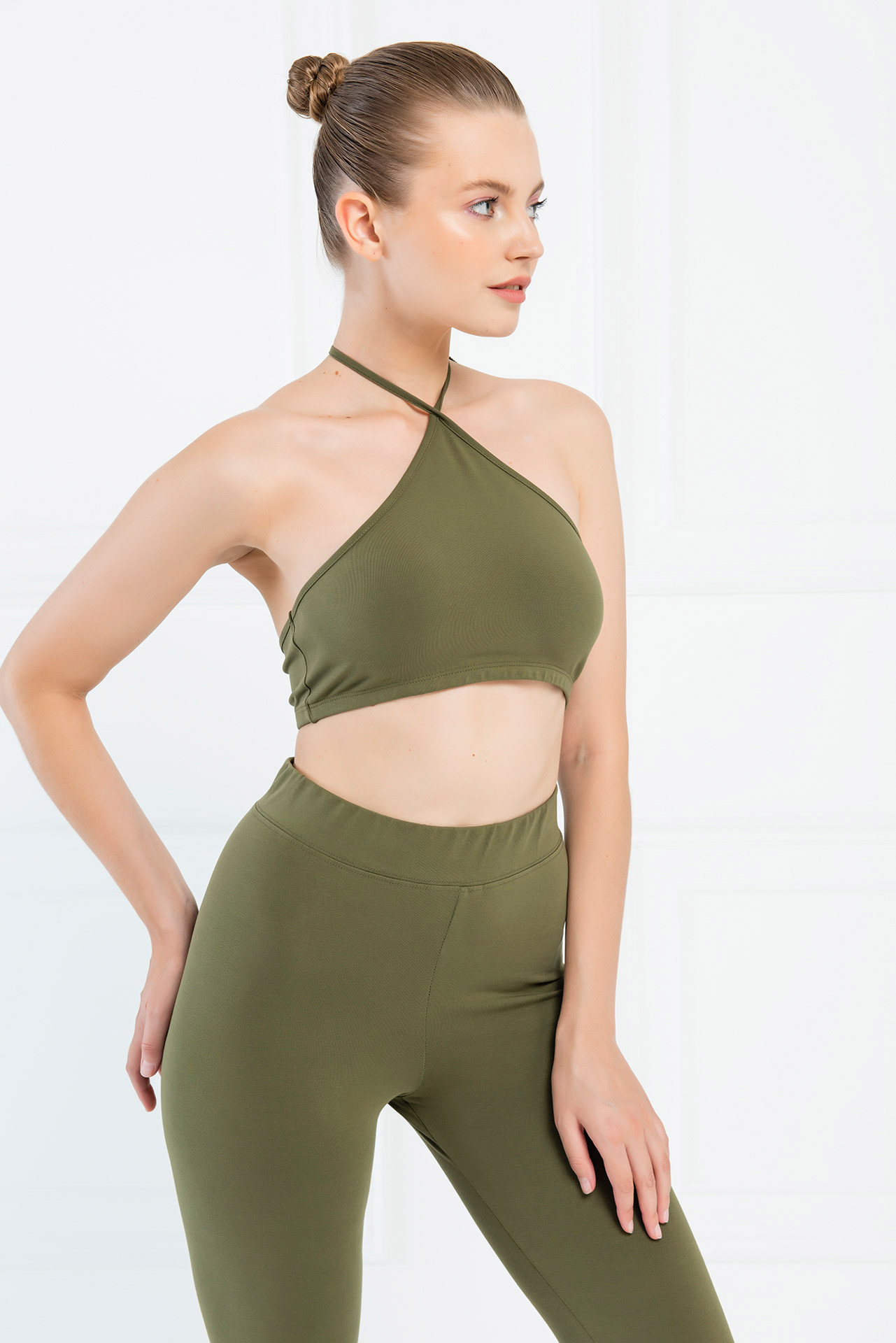 Khaki Halter Crop Top