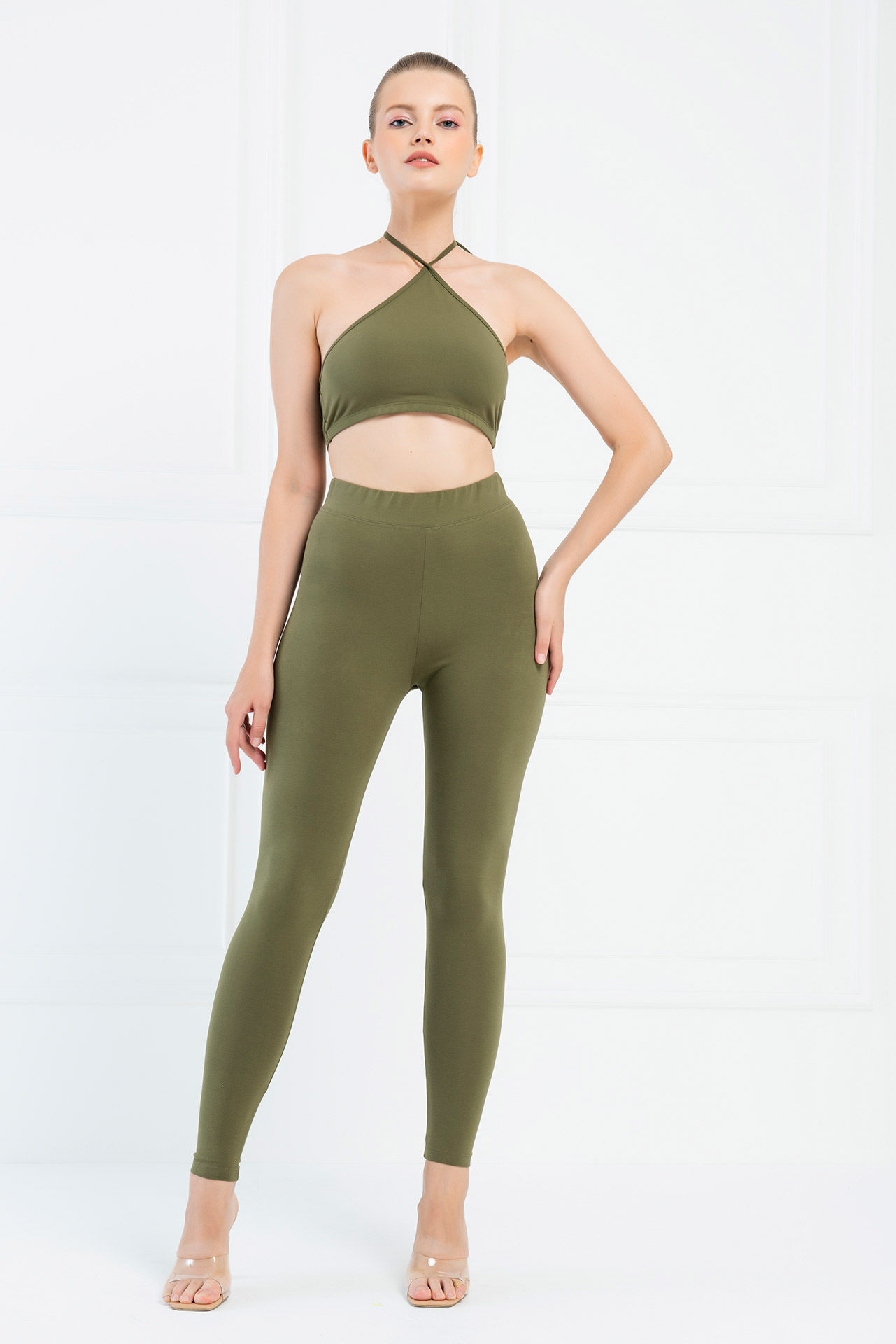 Khaki Halter Crop Top