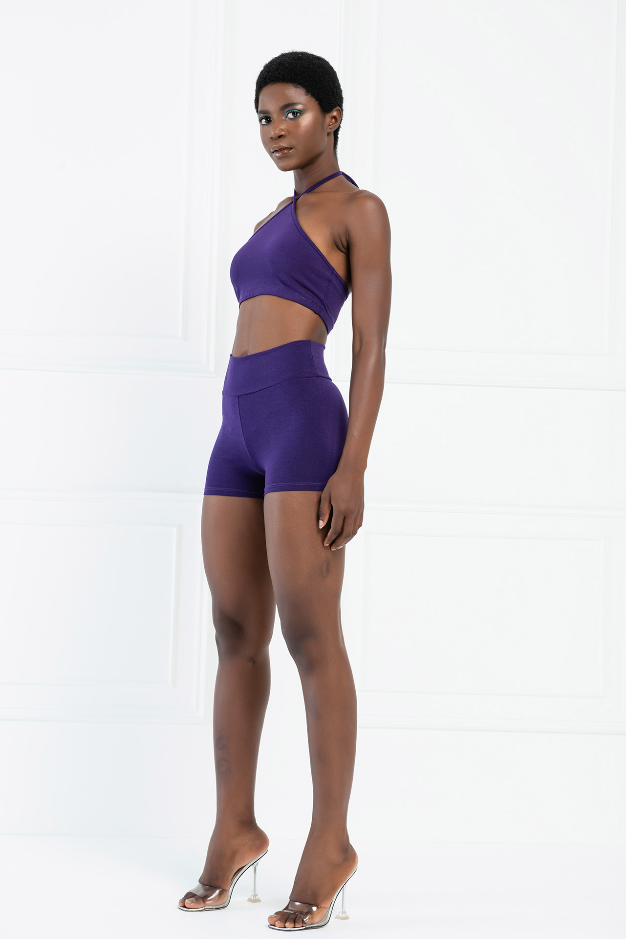 Dark Purple Halter Crop Top