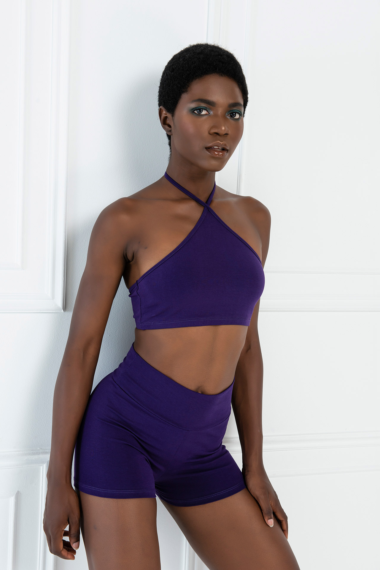Dark Purple Halter Crop Top