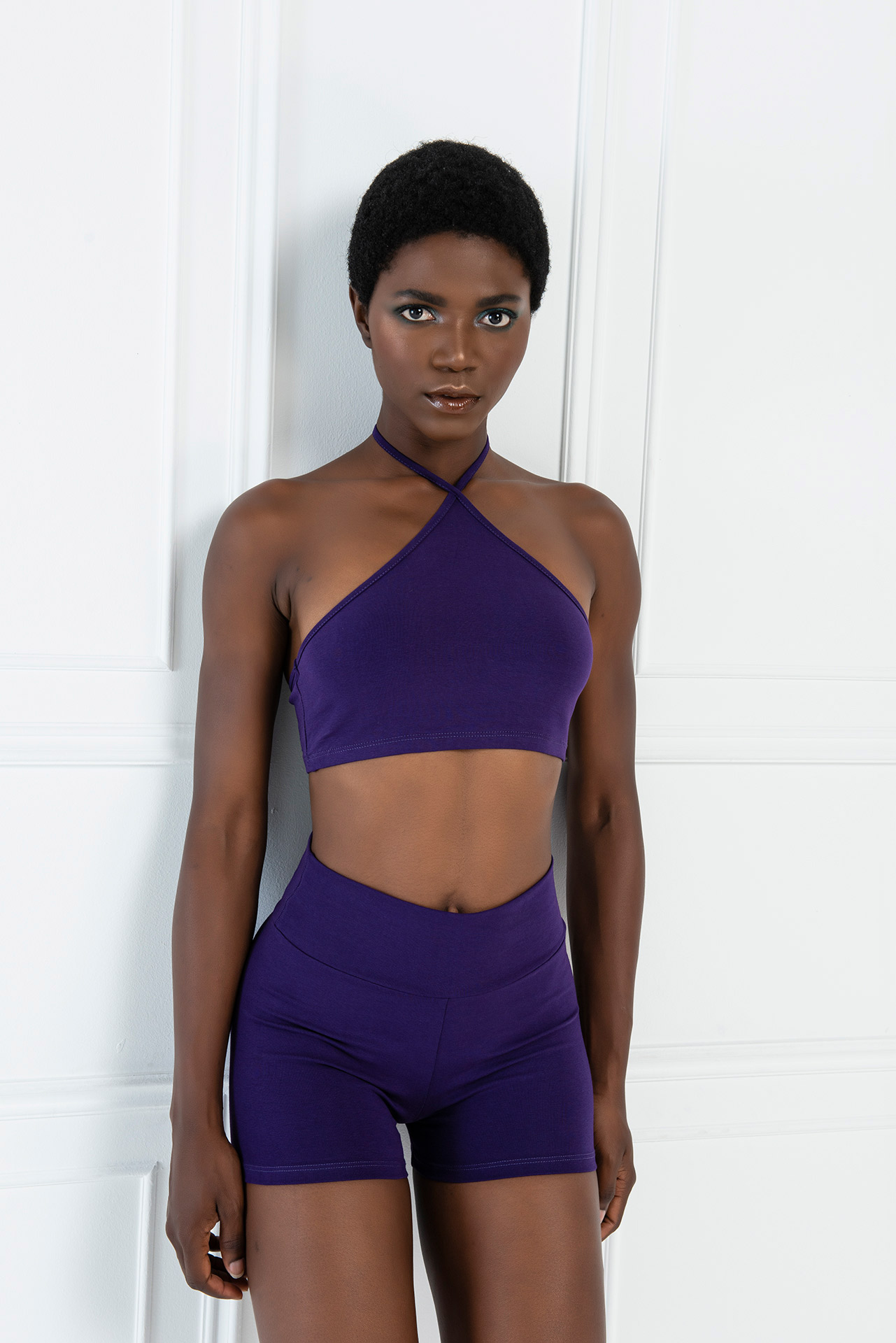 Dark Purple Halter Crop Top