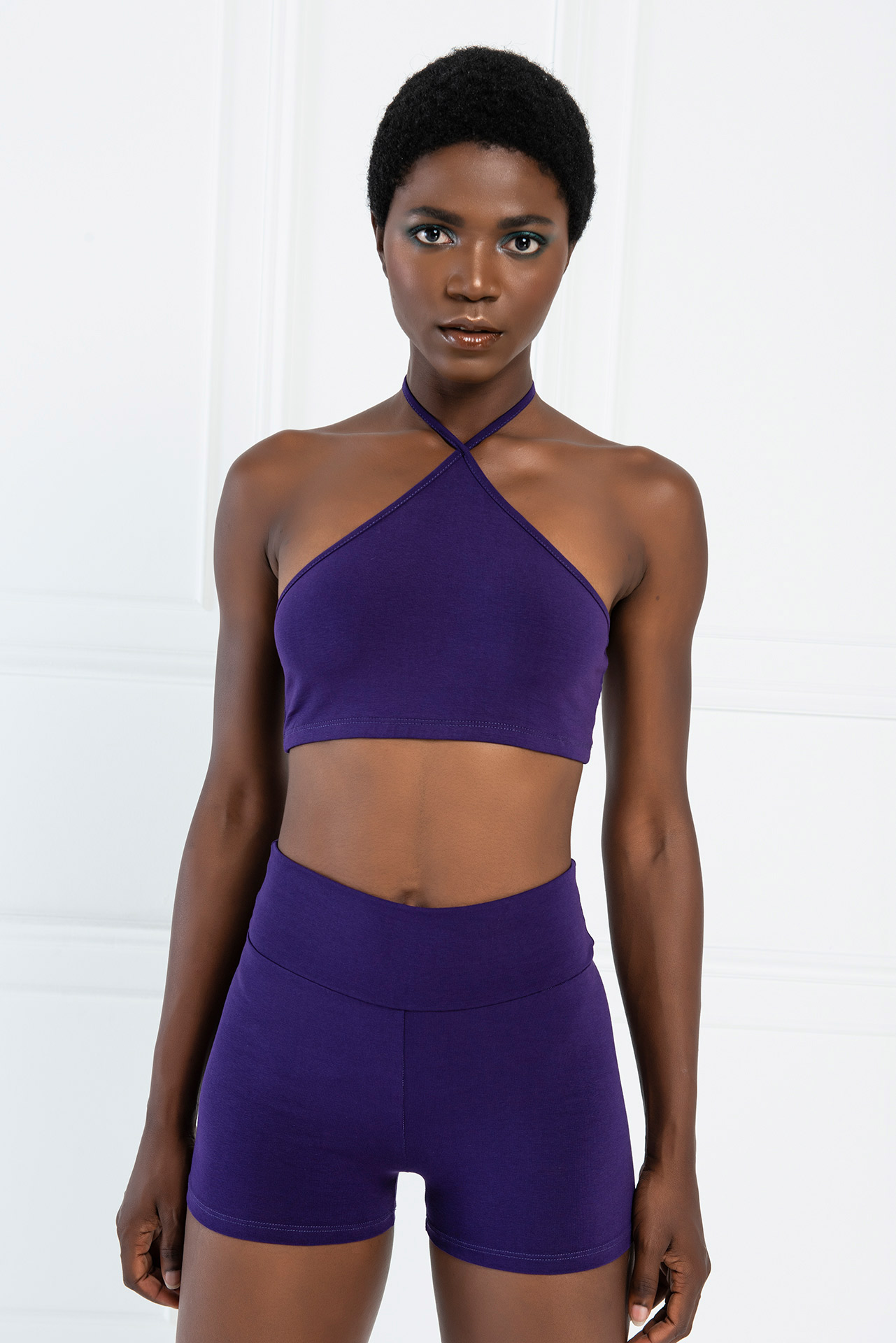 Dark Purple Halter Crop Top