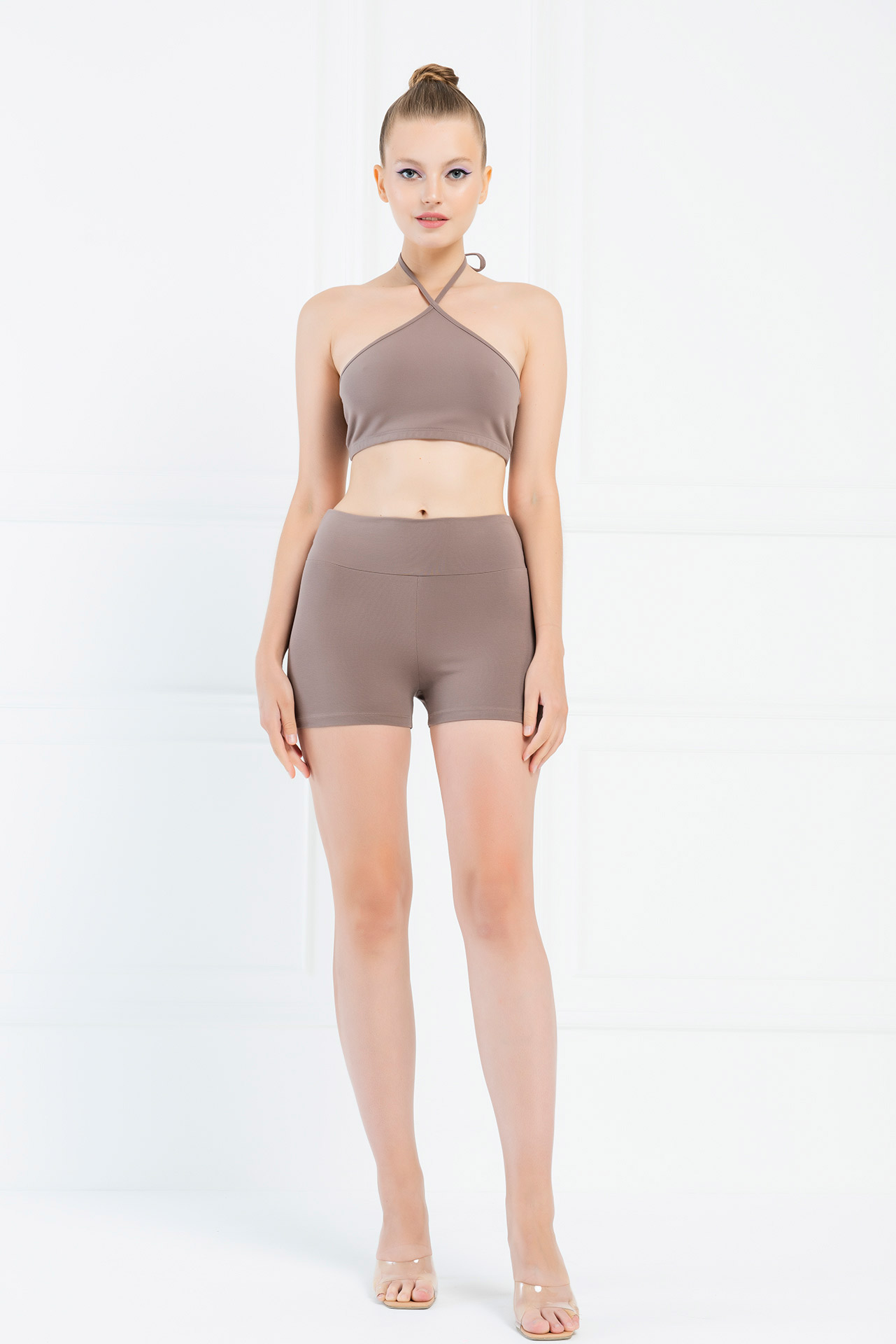 Dark Mink Halter Crop Top
