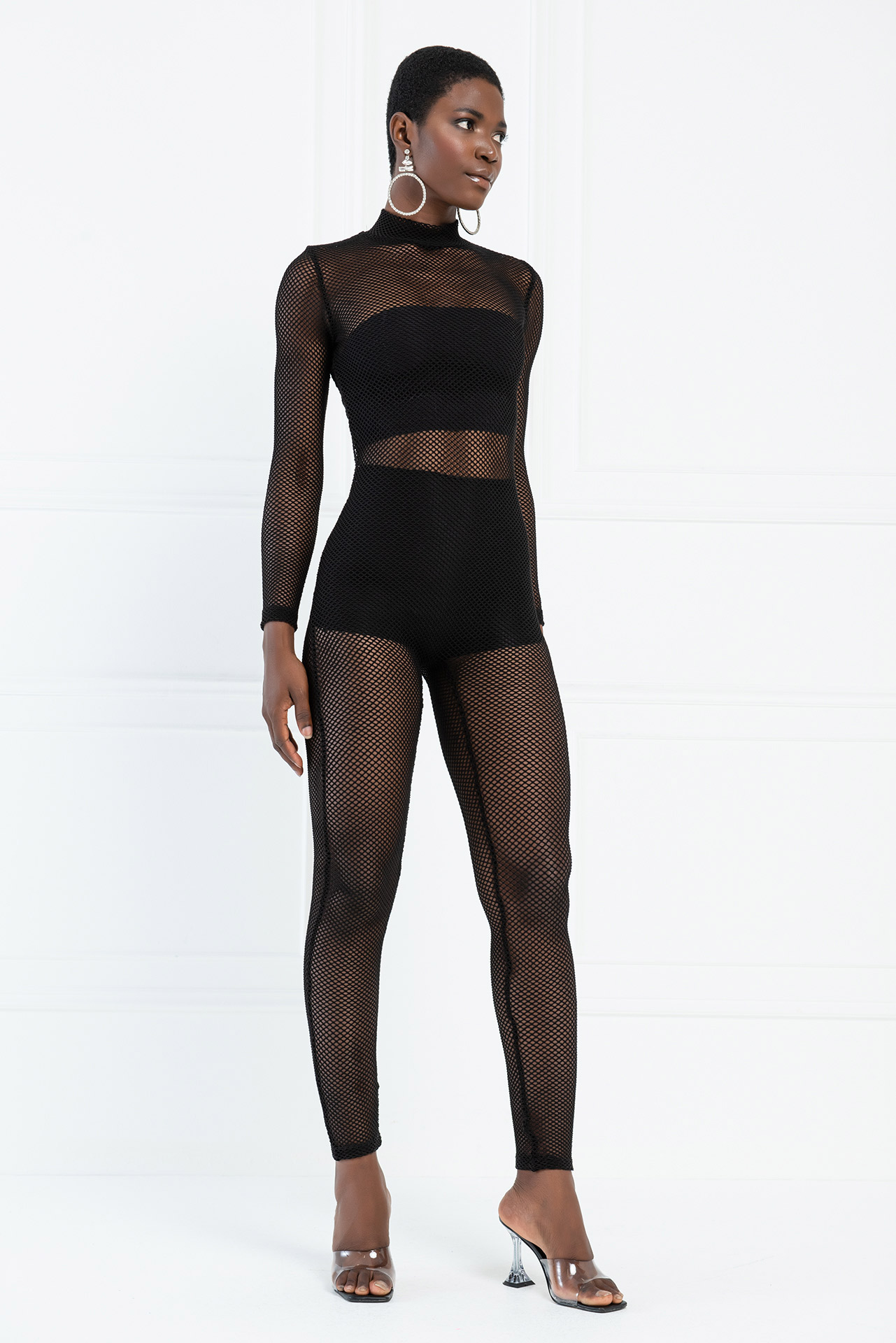 Sheer Black Net Catsuit