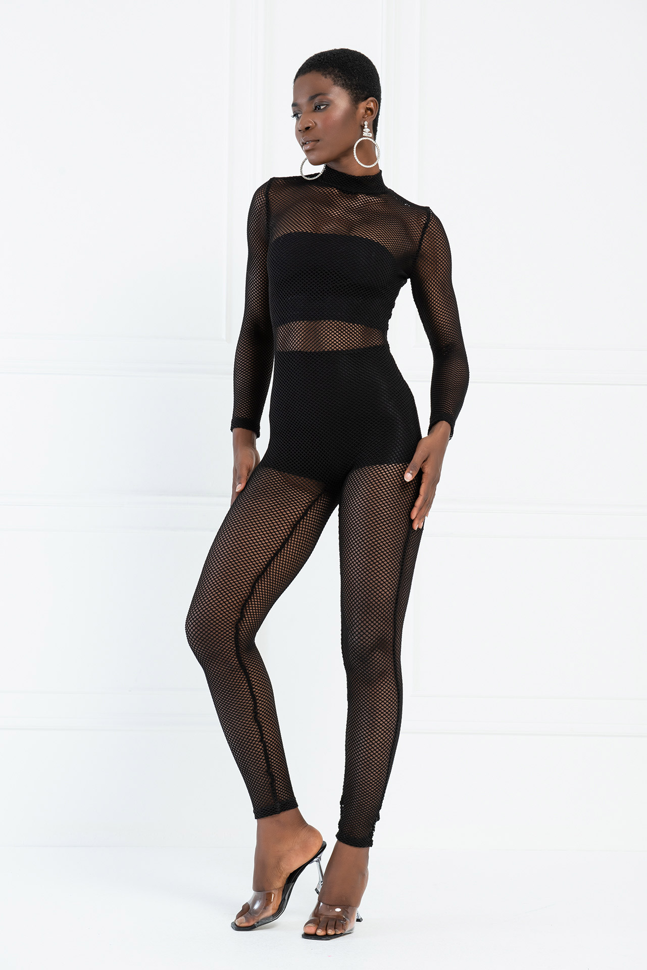 Sheer Black Net Catsuit