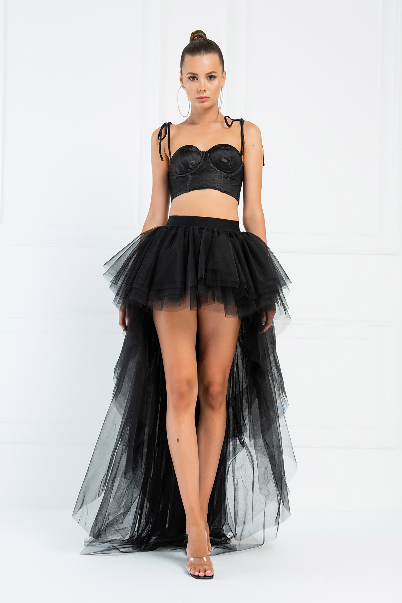 black high low tulle skirt