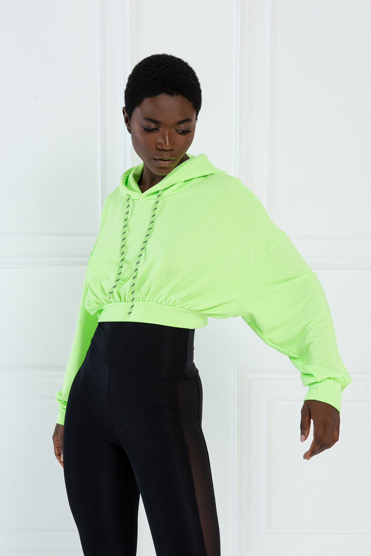 cropped neon hoodie