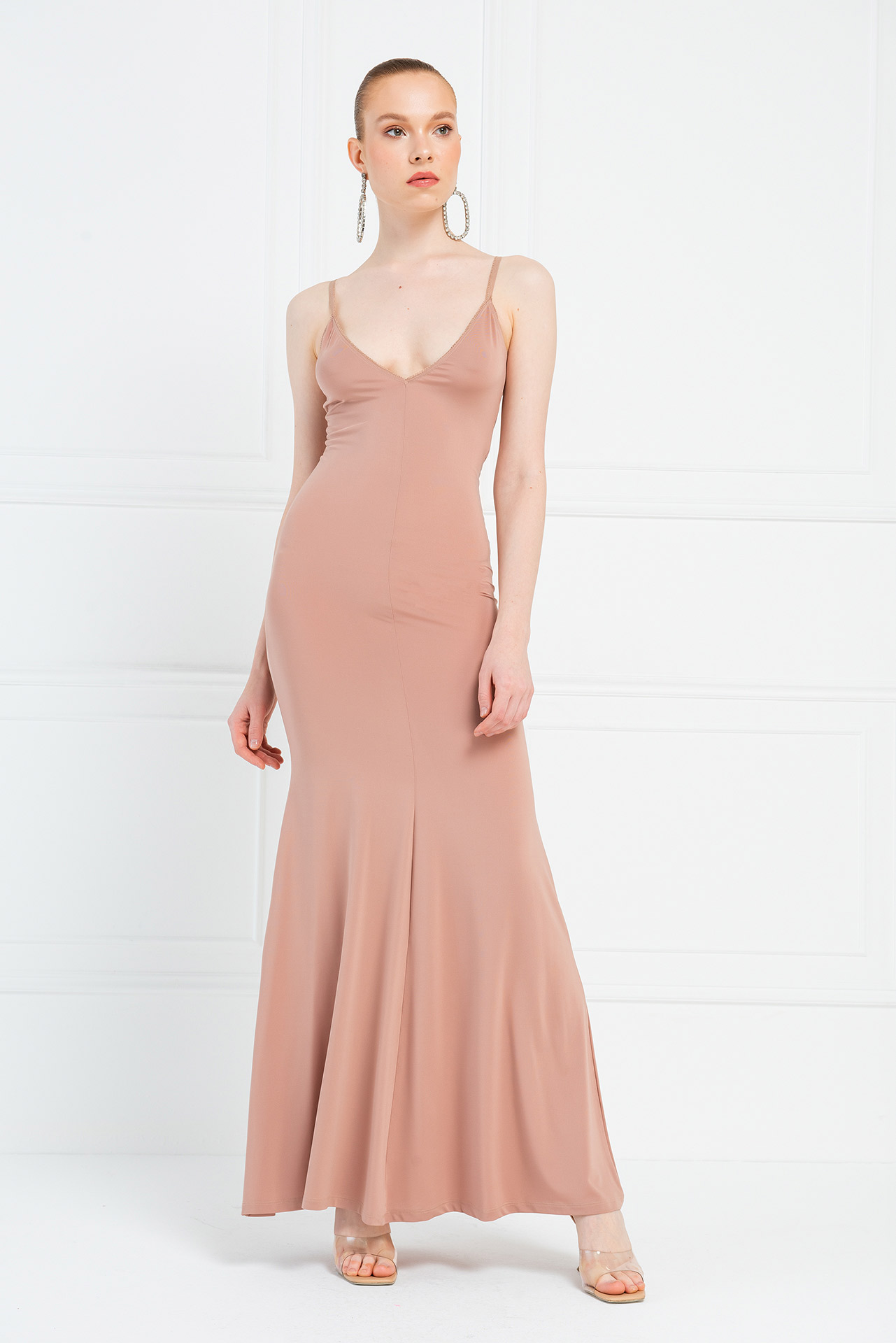 Caramel V Neck Cami Maxi Dress