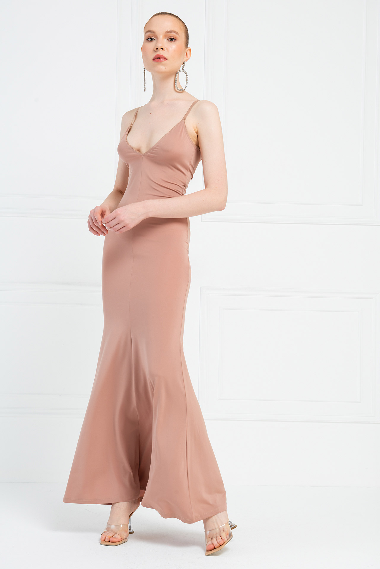Caramel V Neck Cami Maxi Dress