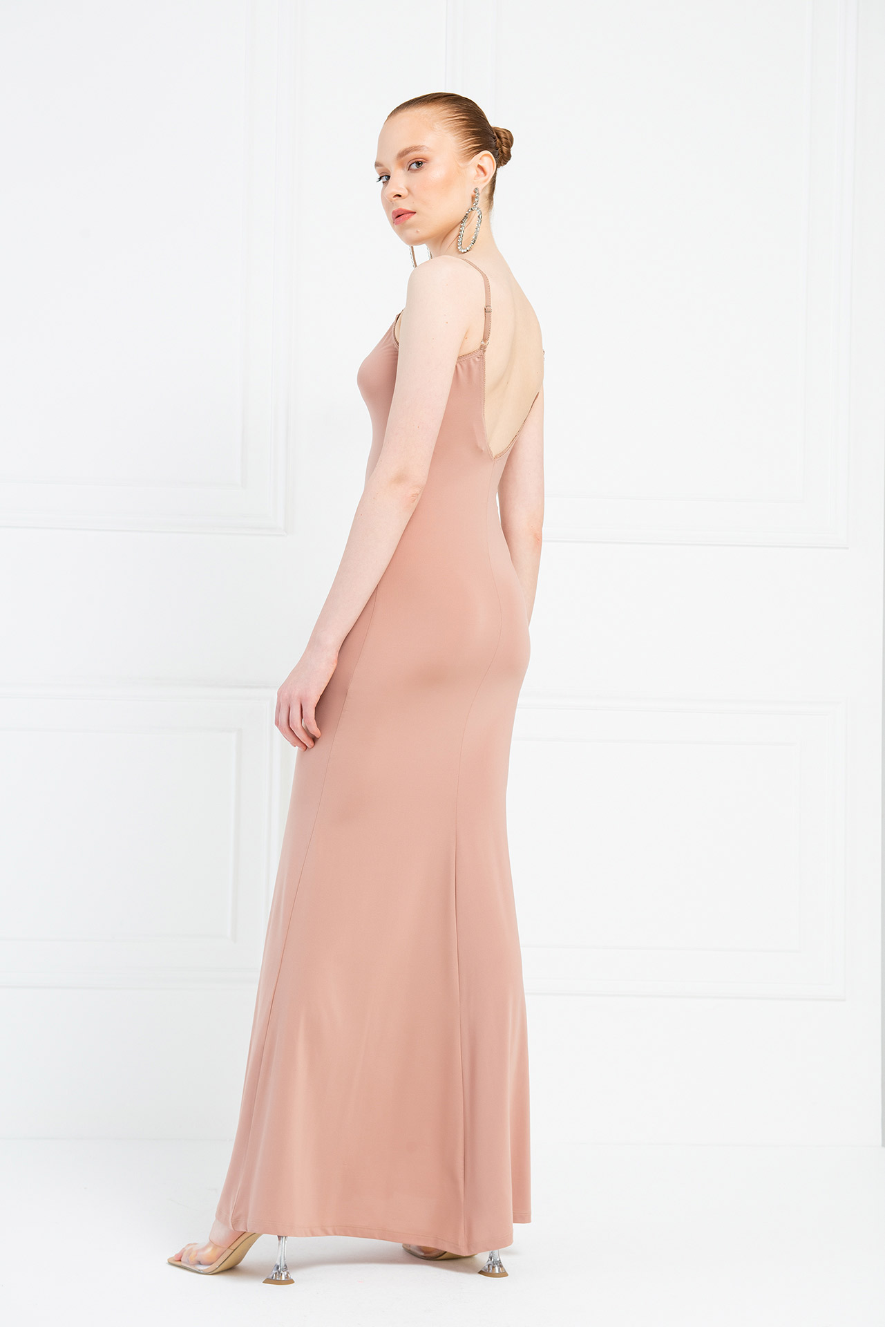 Caramel V Neck Cami Maxi Dress