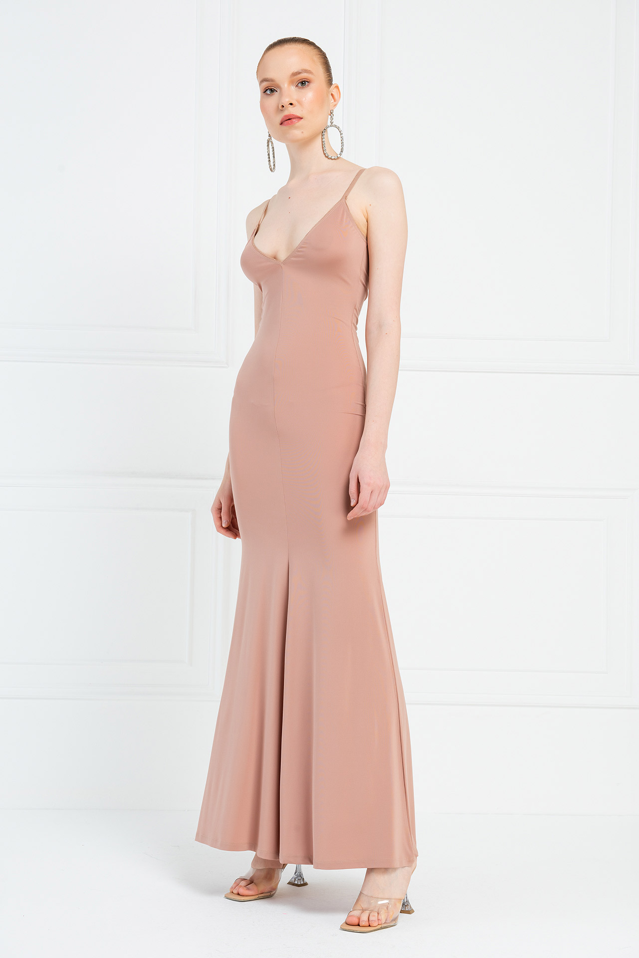 Caramel V Neck Cami Maxi Dress