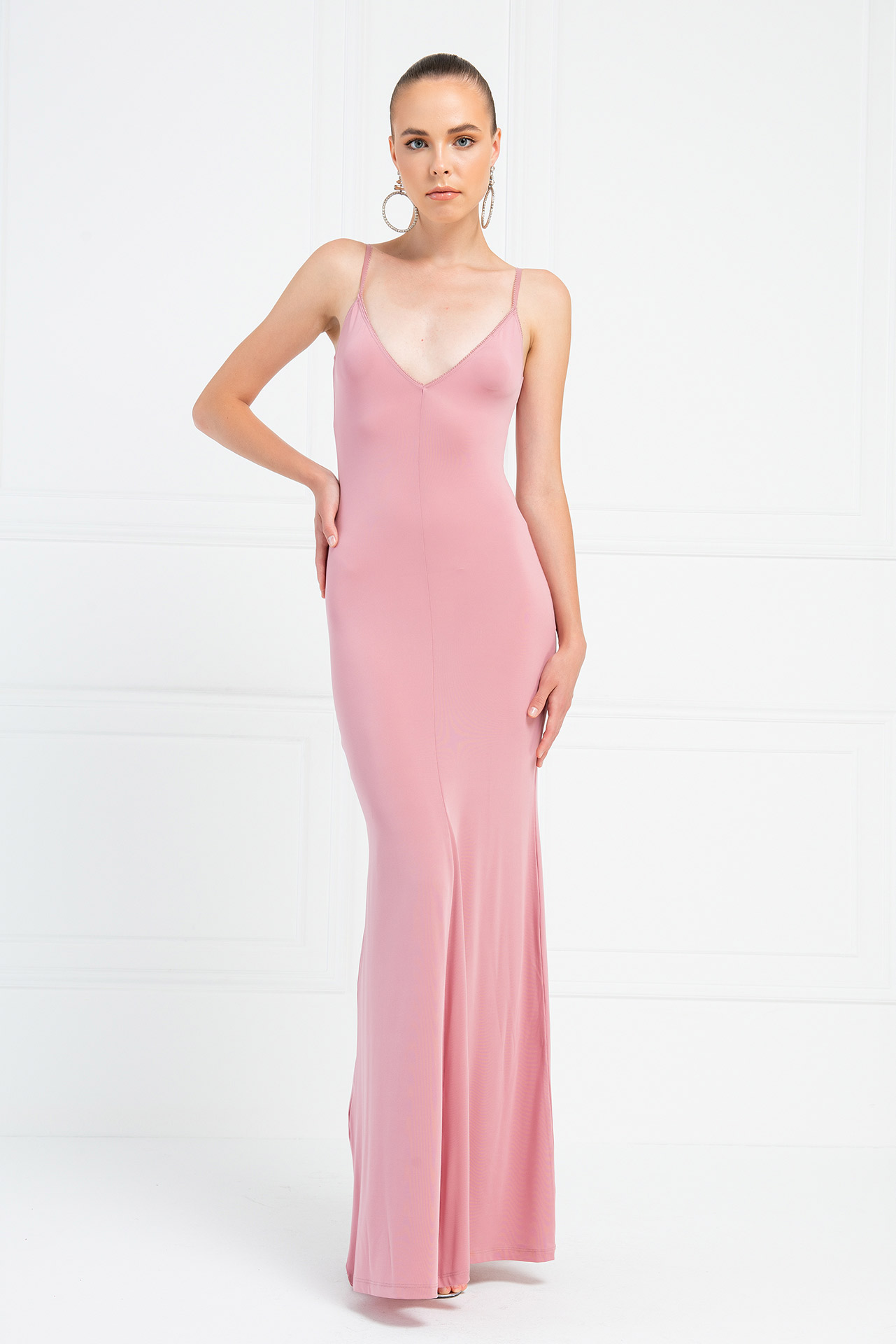Light Rose V Neck Cami Maxi Dress