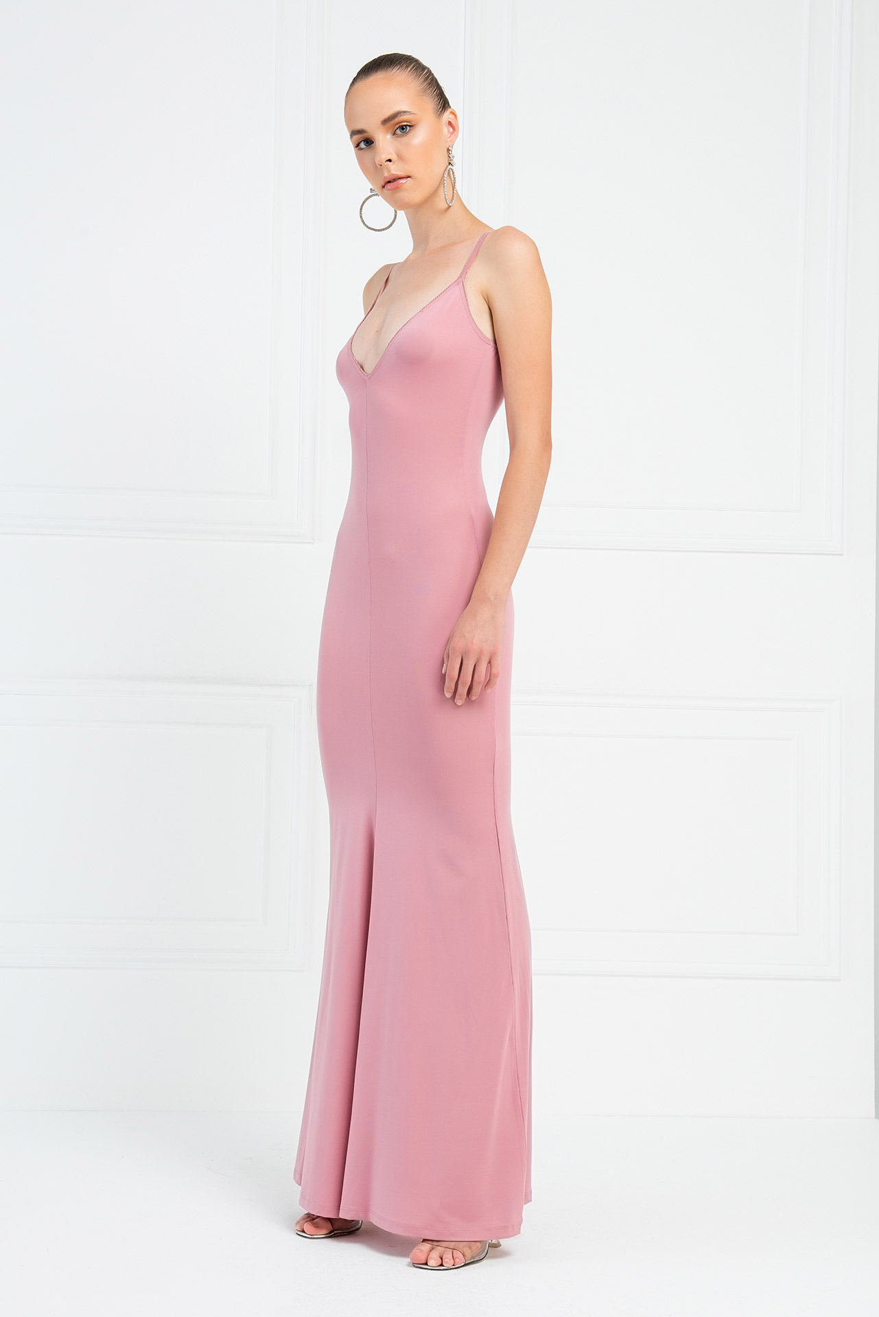 Light Rose V Neck Cami Maxi Dress