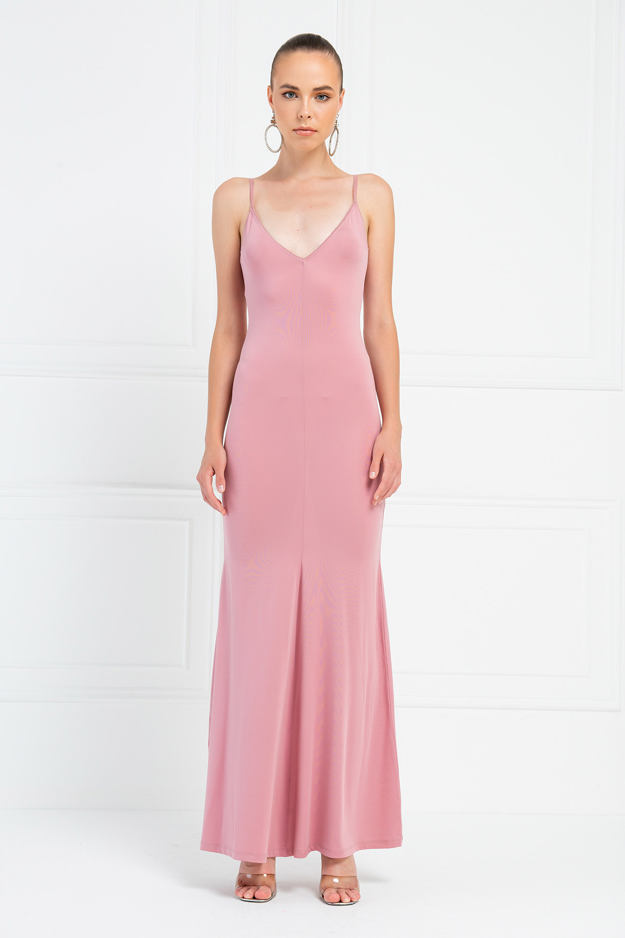 Light Rose V Neck Cami Maxi Dress
