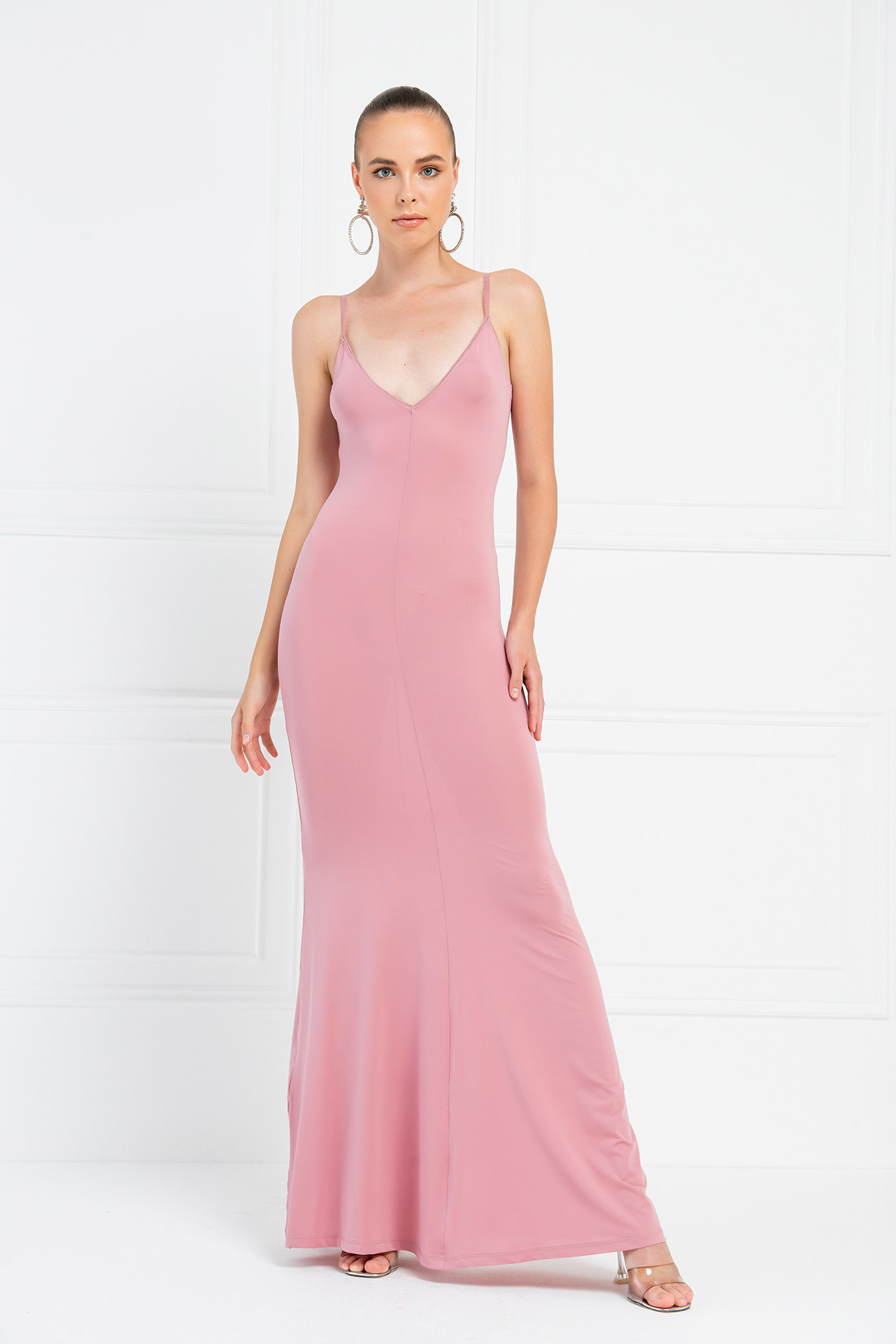 Light Rose V Neck Cami Maxi Dress