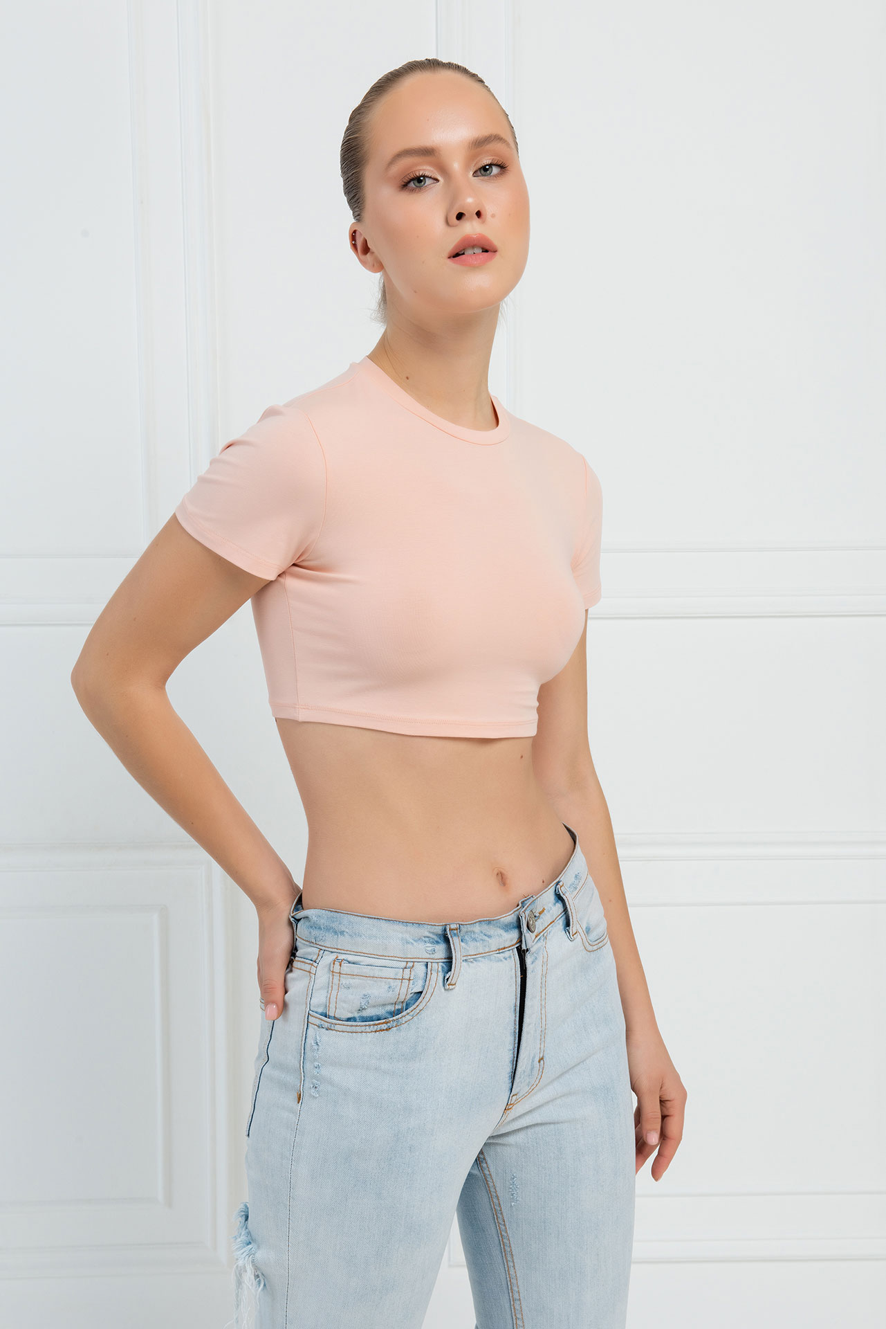 Short Sleeve Powder Crop Top