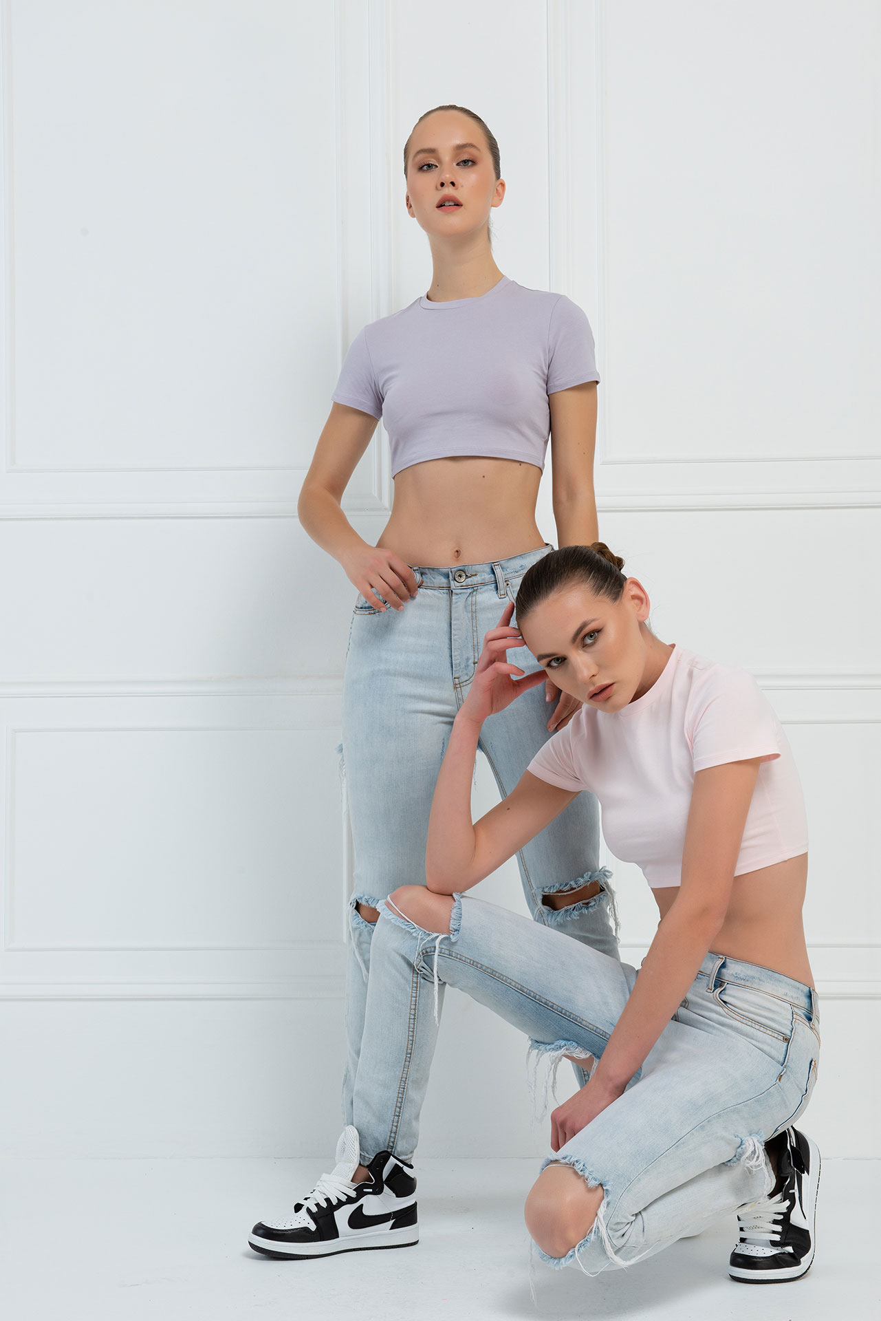 Kısa Kollu Light Lilac Crop Bluz