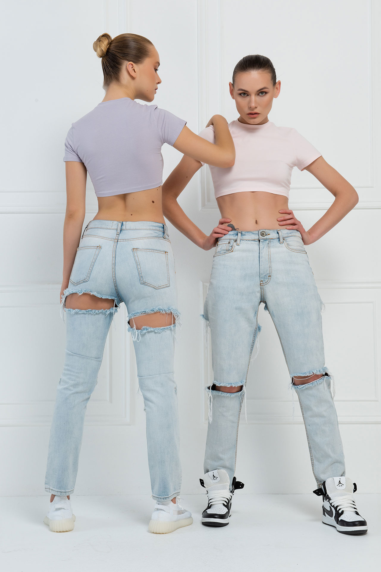 Kısa Kollu Light Lilac Crop Bluz