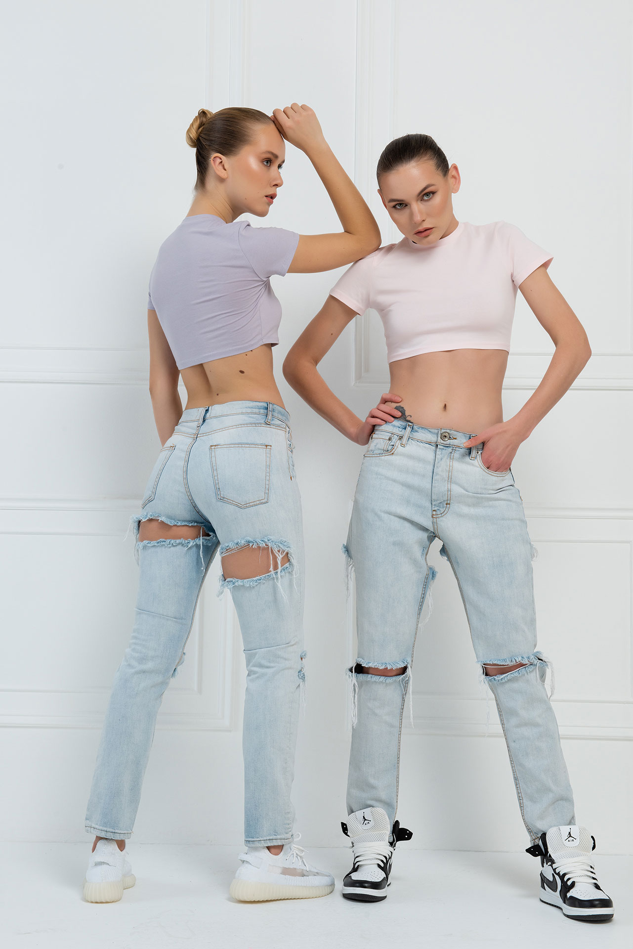 Kısa Kollu Light Lilac Crop Bluz