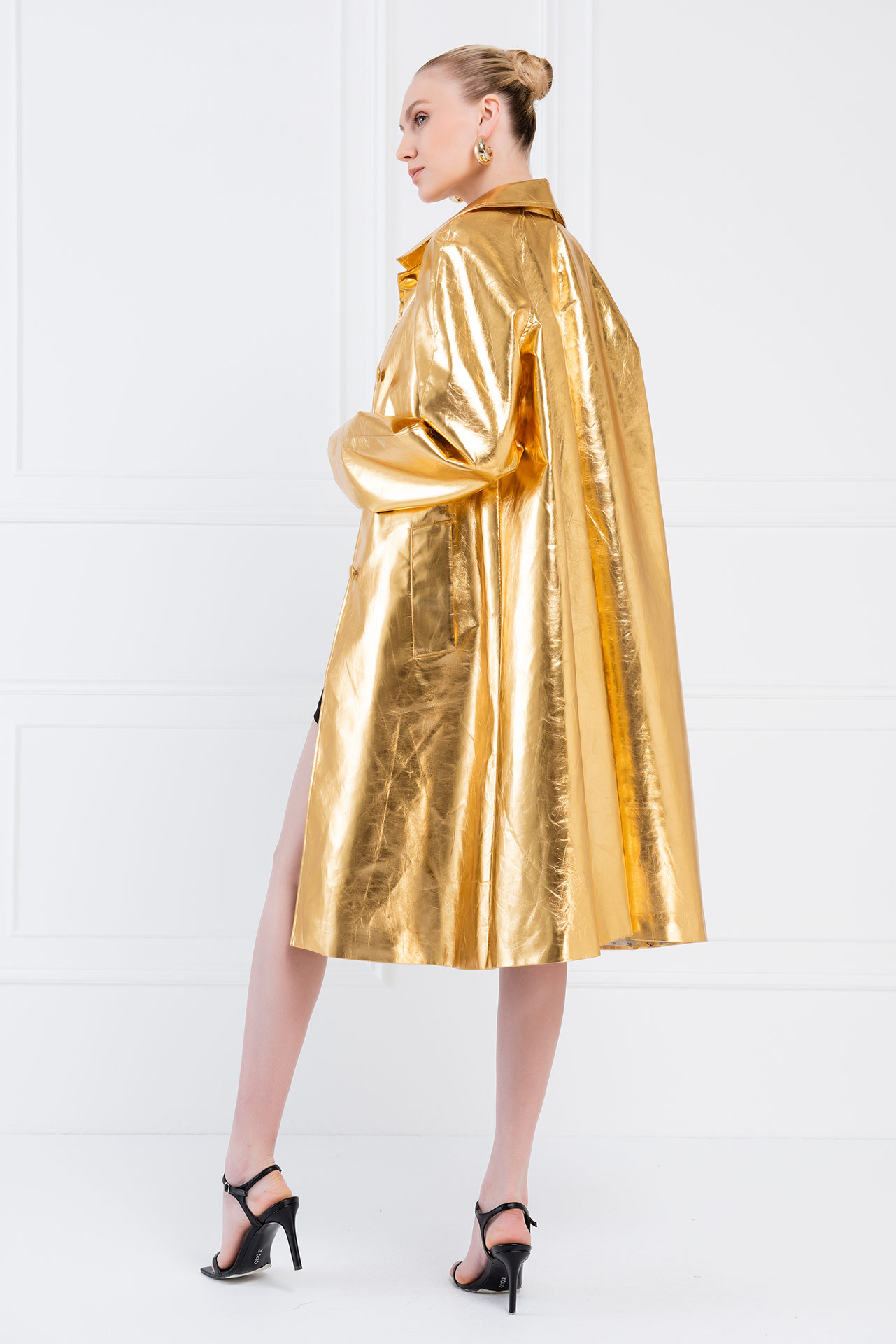 Colorichiari metallic faux-leather jacket - Gold